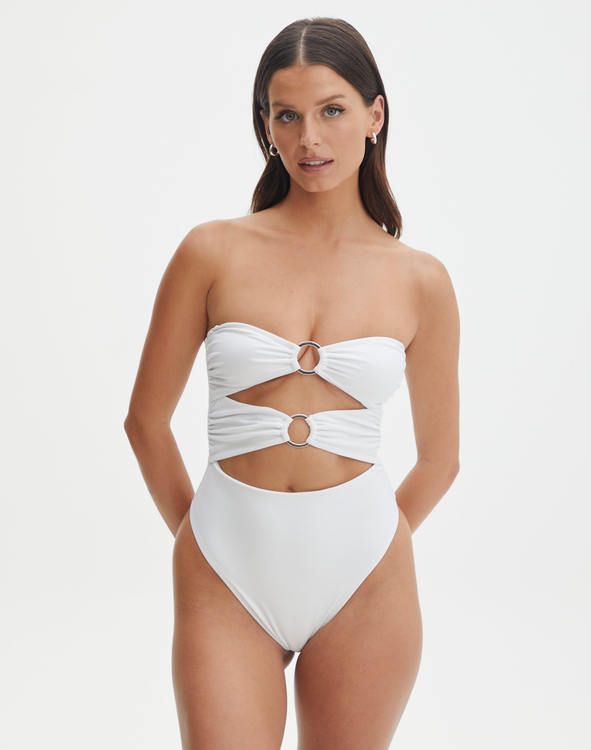 Cut Out Swim One Piece in White