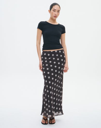 Star Girl Chiffon Maxi Skirt - Cool Chocolate