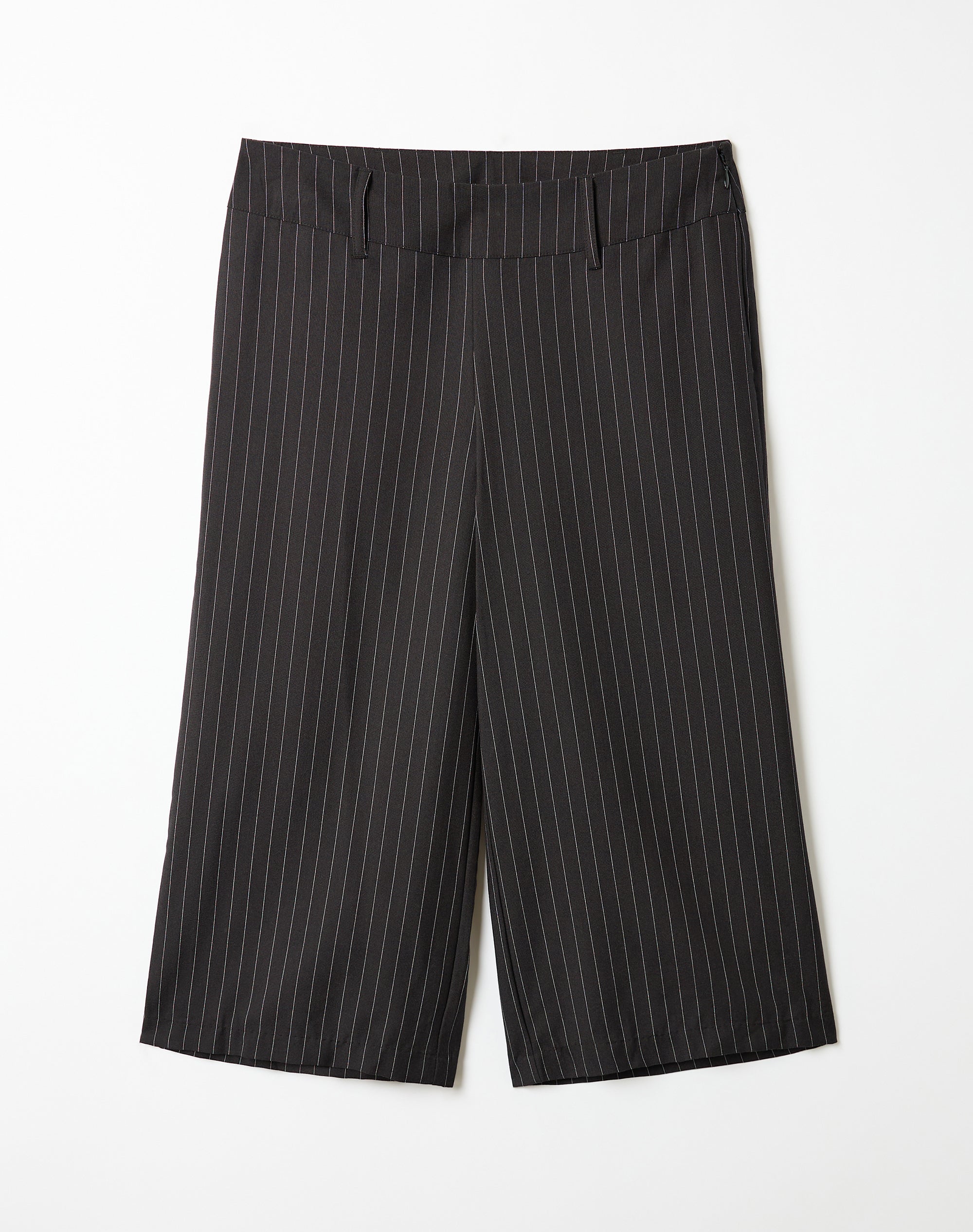Pinstripe Three Quarter Tailored Pant in Wide Black X White