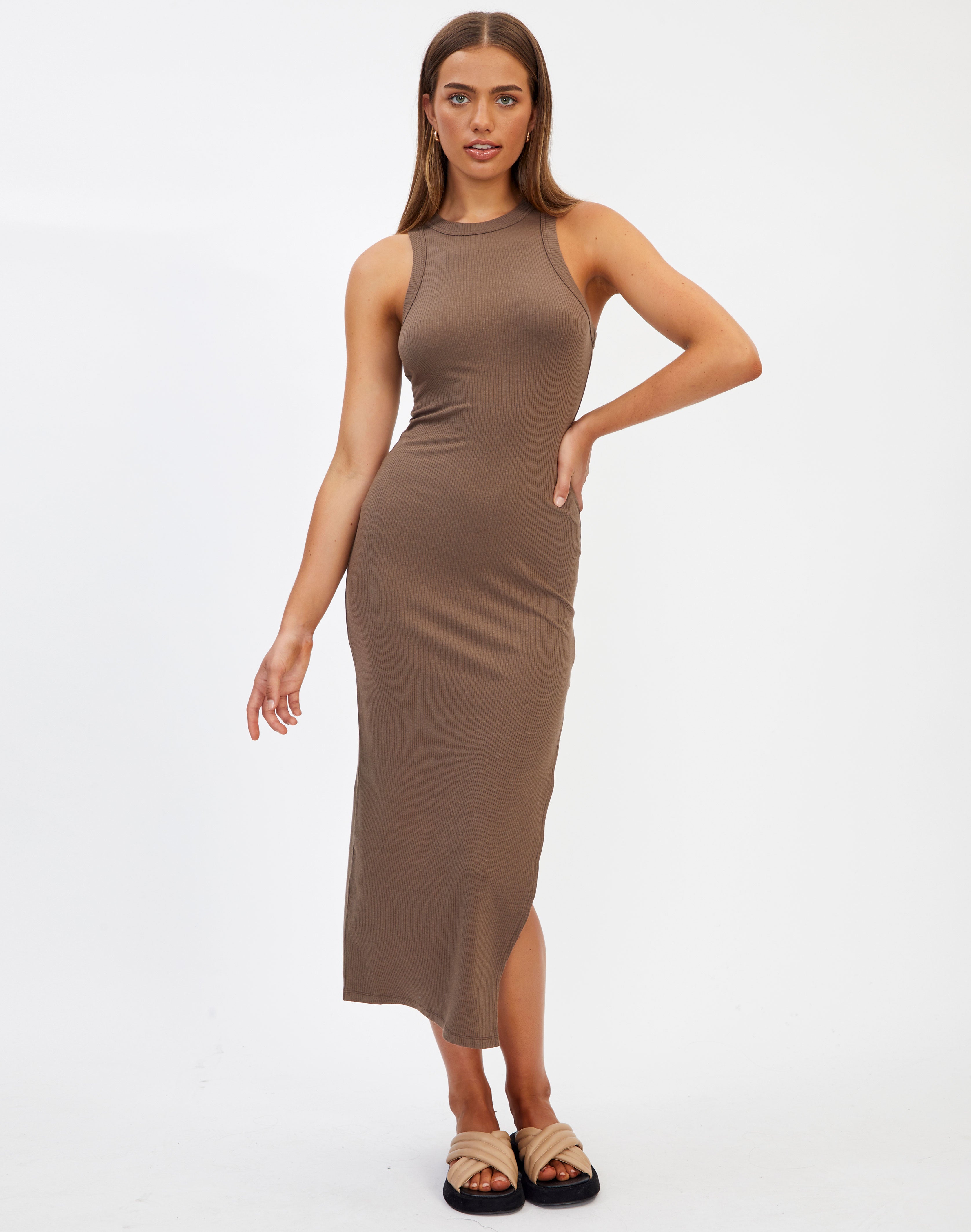 knitted side split dress