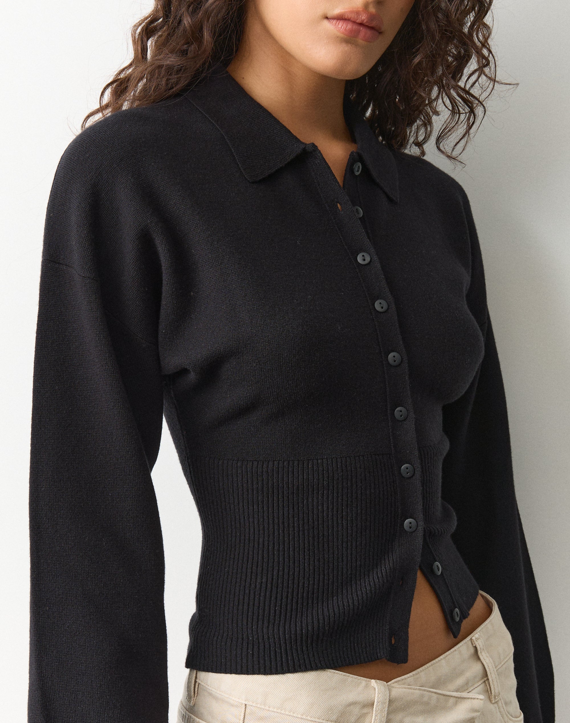 Cinched Collared Cardigan in Black | Glassons AU