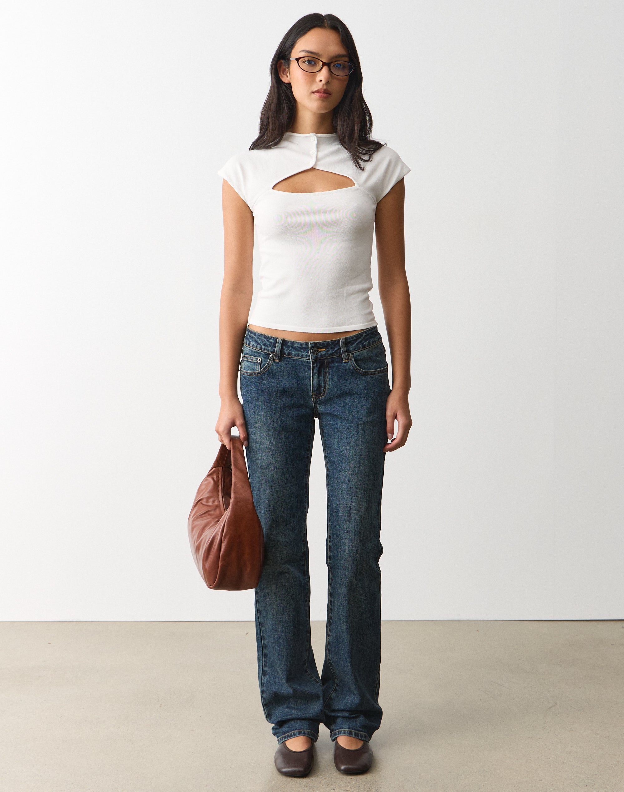 Cut Out Knit Top in Milk | Glassons AU