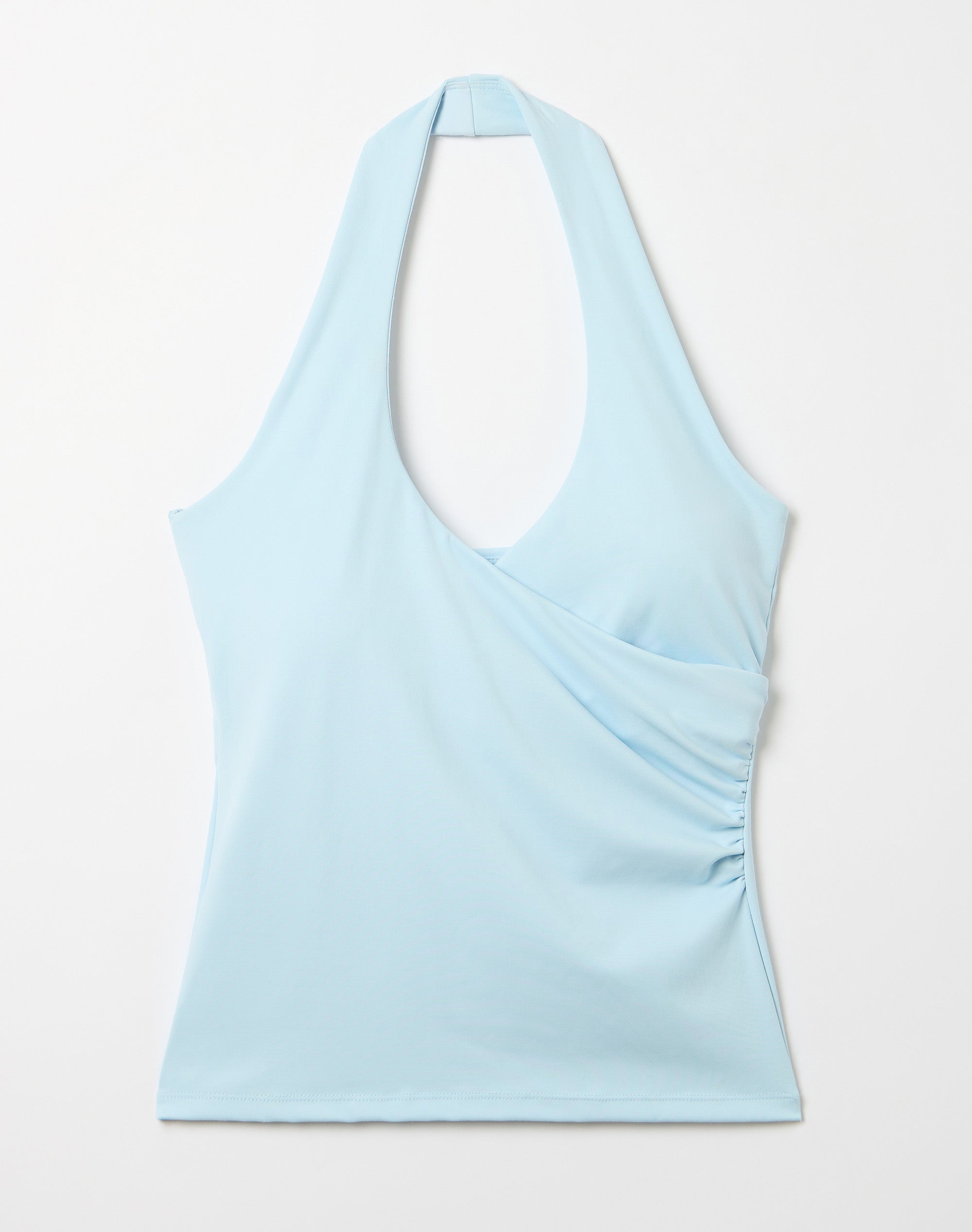 Active Cross Over Halter Top in Powdered Steel | Glassons SG
