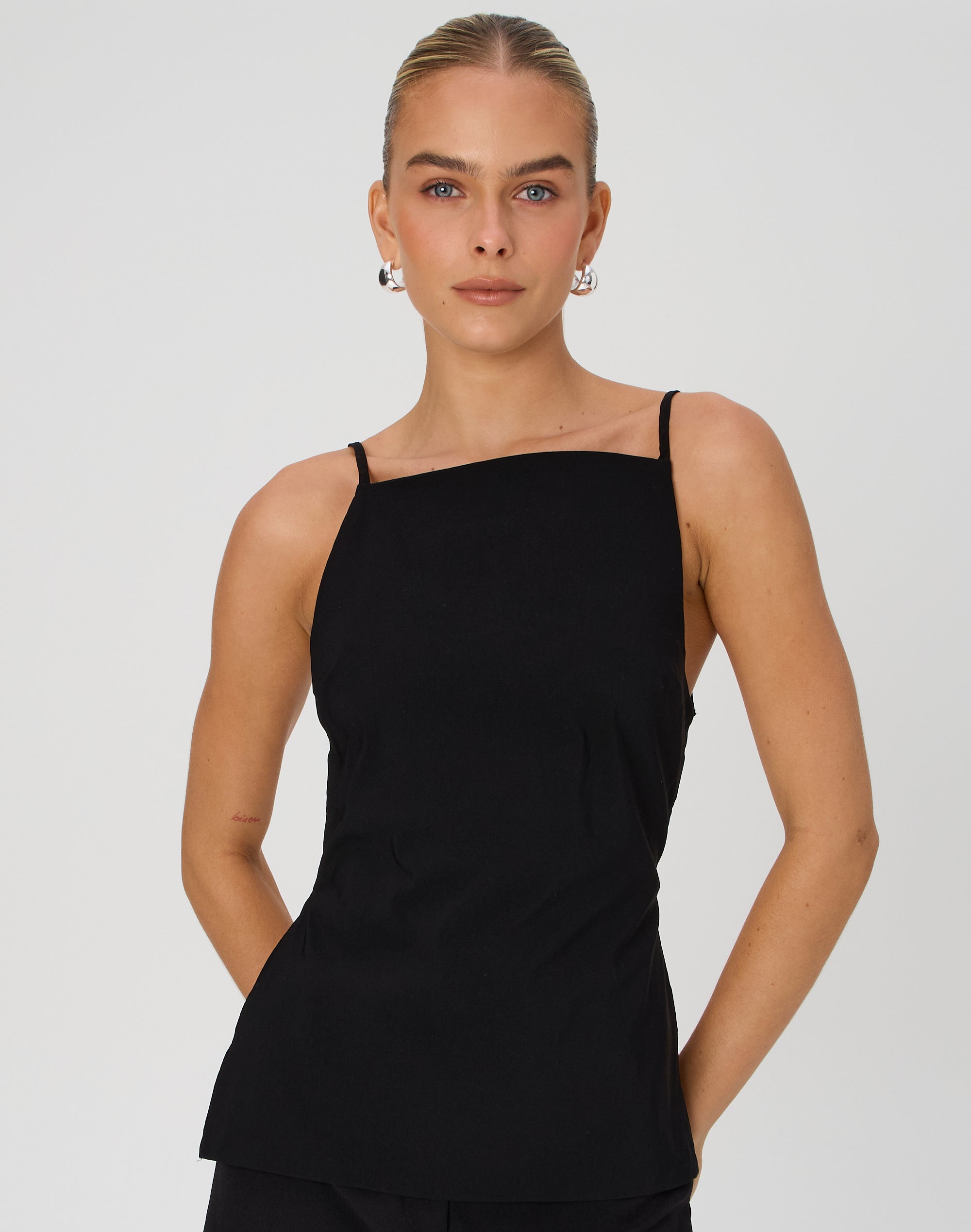 High Neck Backless Cami in Black