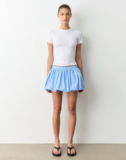 Gingham Bubble Mini Skirt
