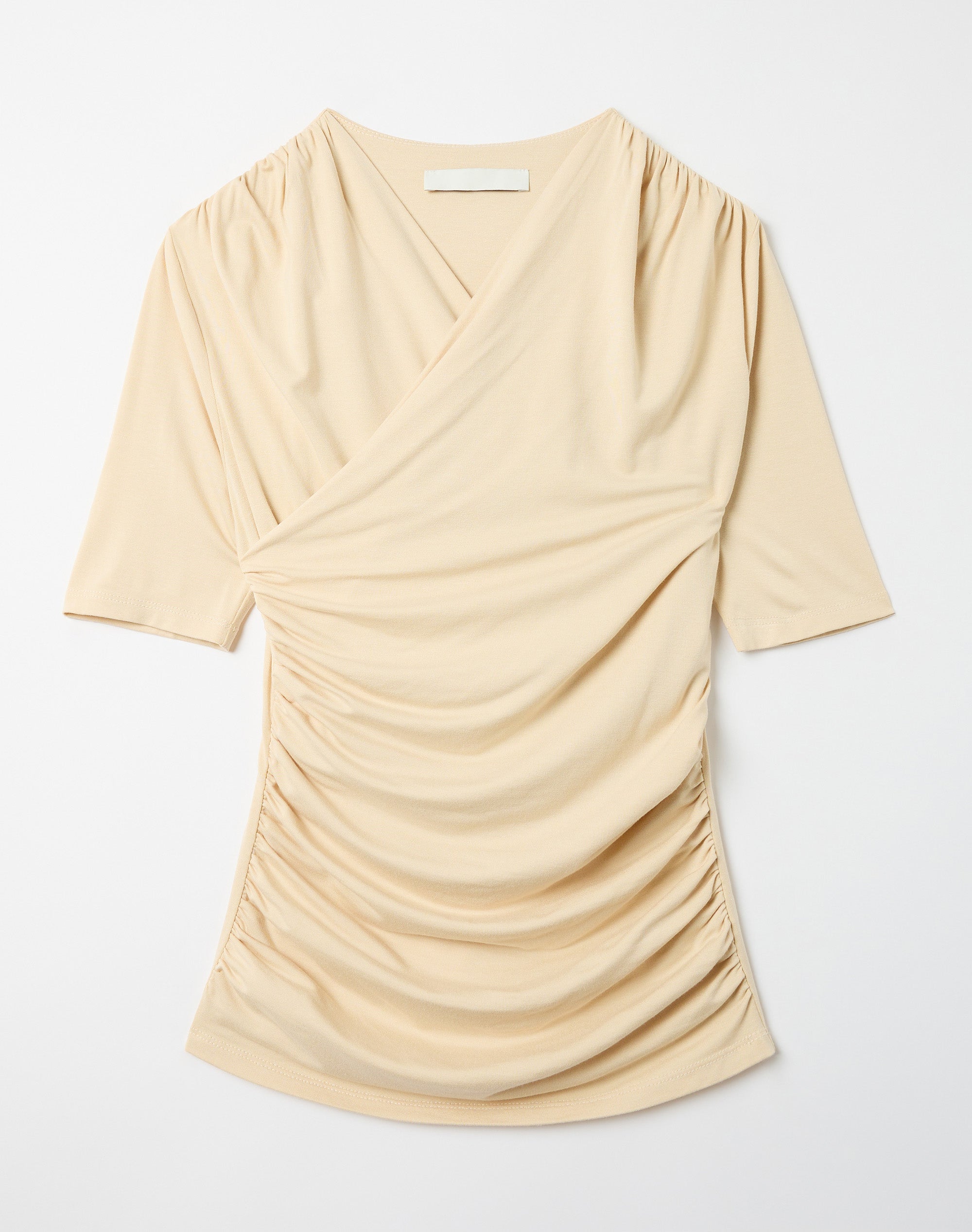 Cross Over Short Sleeve Top in Latte Foam | Glassons US