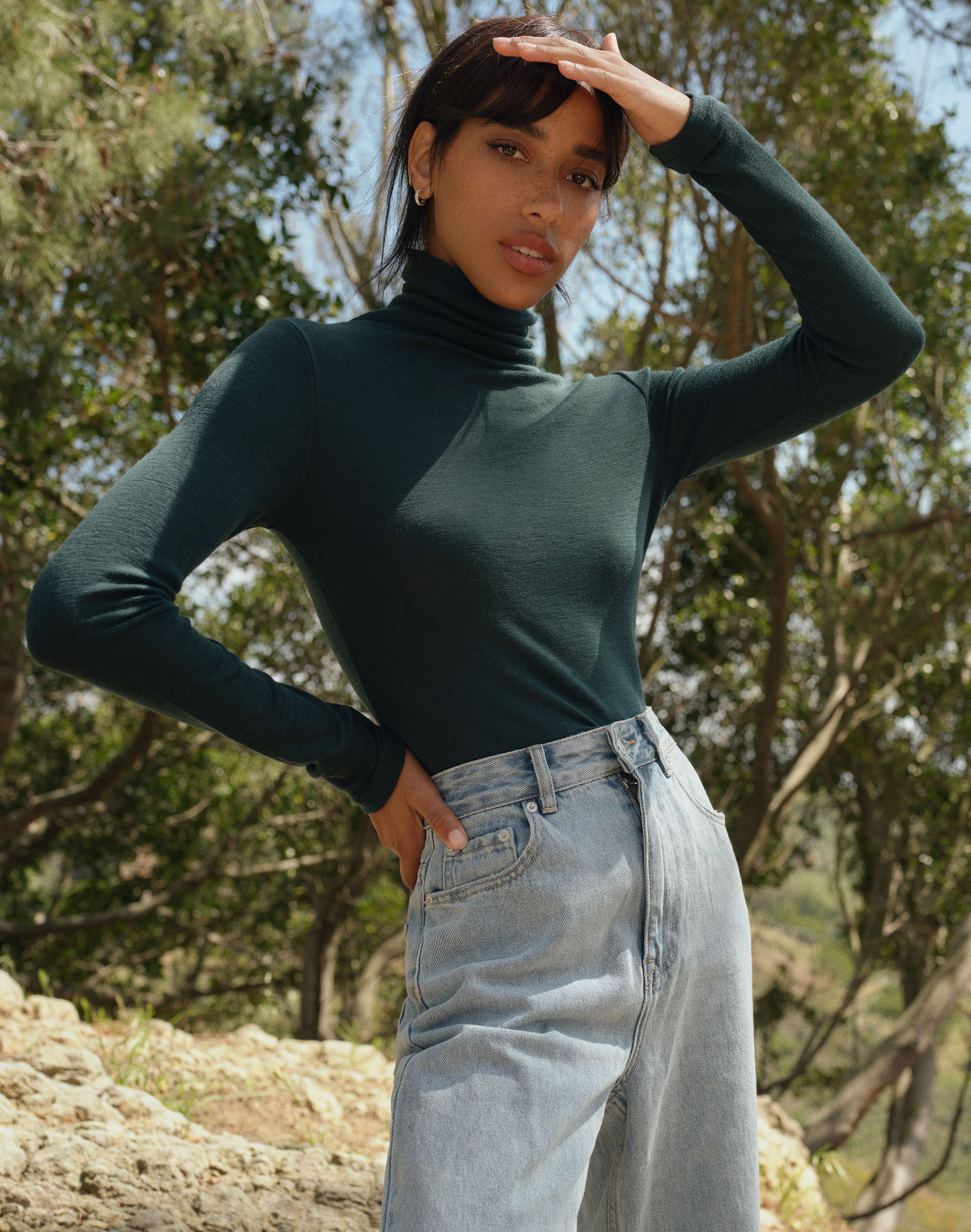 100% Merino Turtleneck Long Sleeve Top 