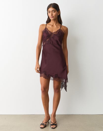 Satin Lace Mini Dress