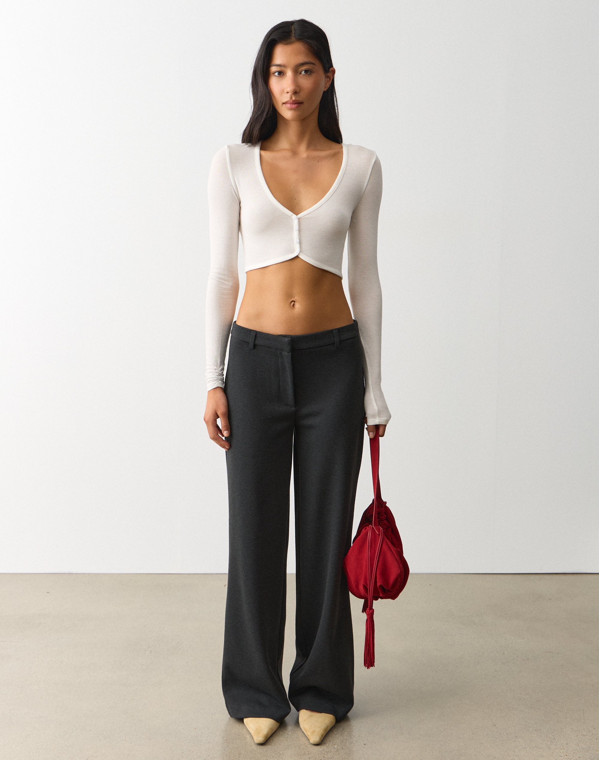 Sheer Cropped Cardigan in Milk | Glassons SG