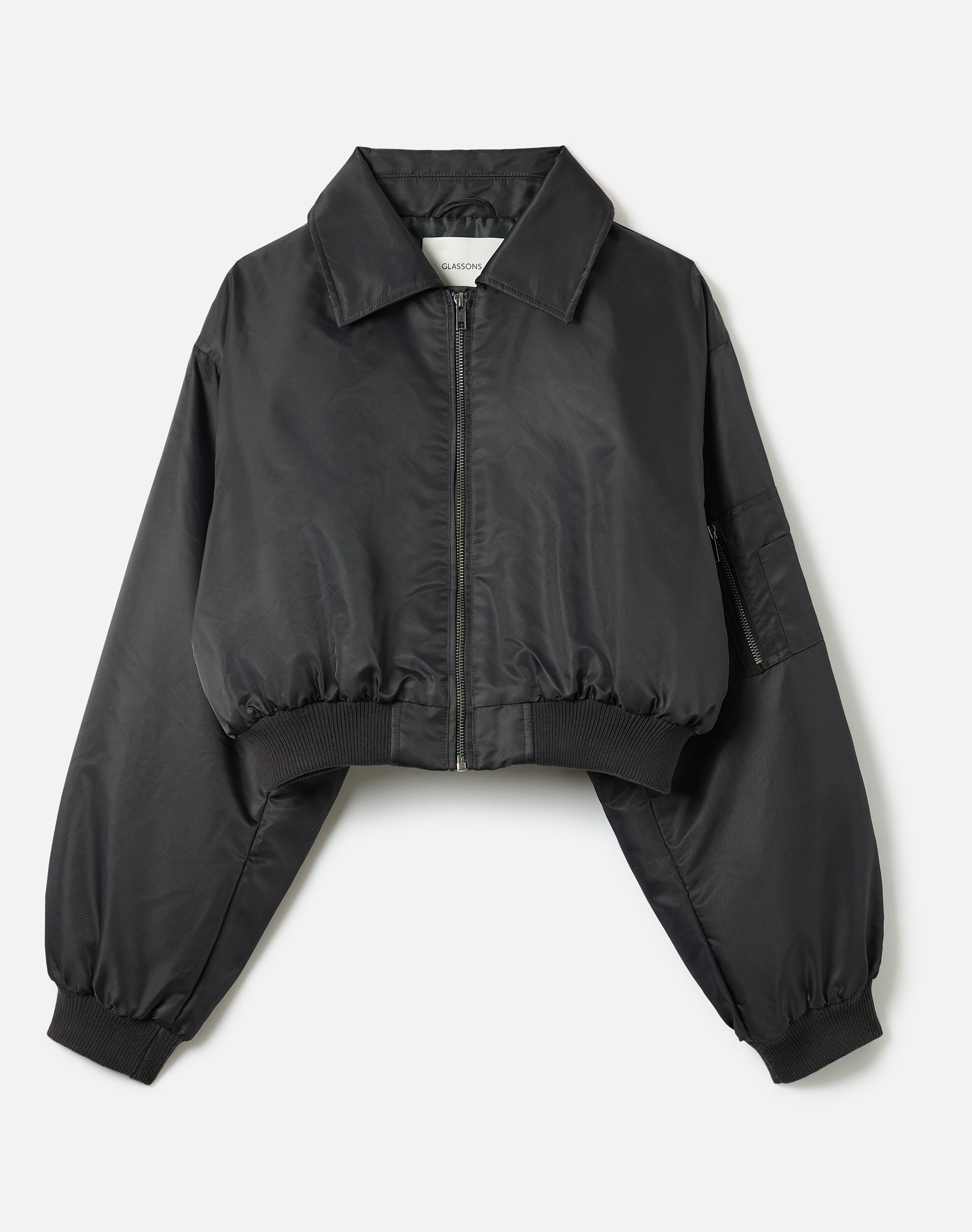 Cropped Bomber Jacket in Ash Cloud | Glassons US