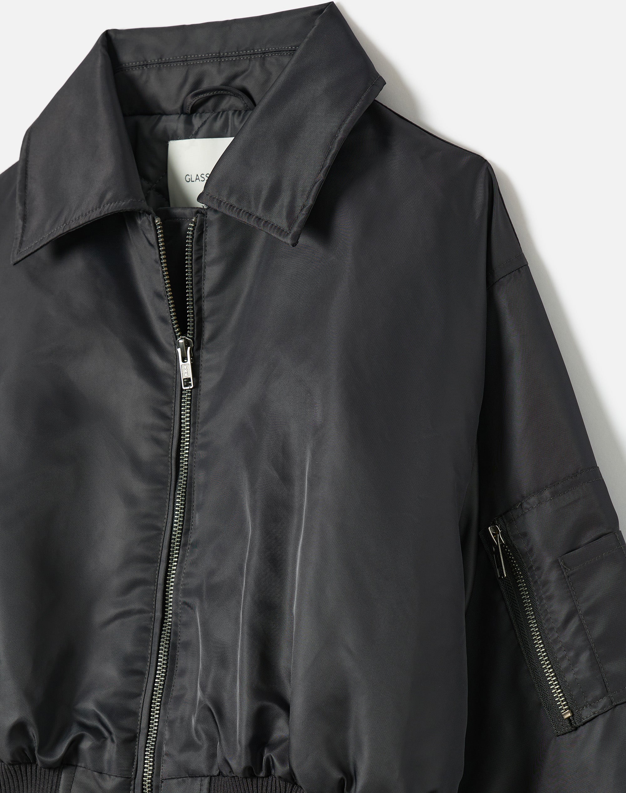 Cropped Bomber Jacket in Ash Cloud | Glassons US