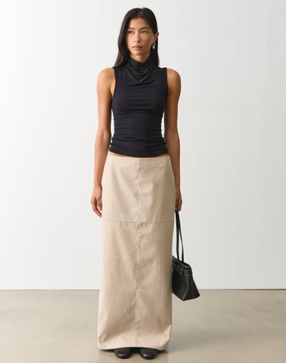 Faux Suede Maxi Skirt