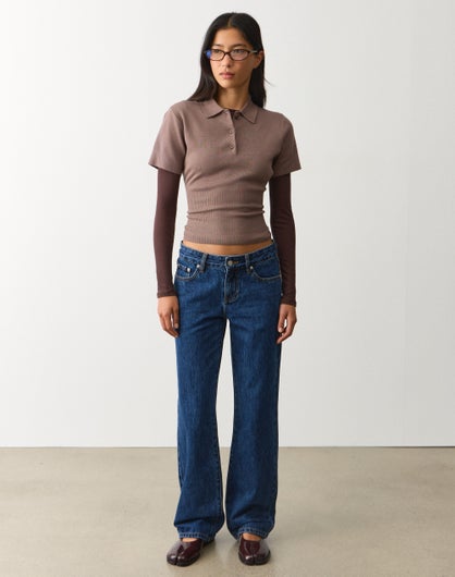Mid Rise Straight Leg Jean