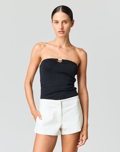 Noir Leaf Diamond Strapless Bra Top
