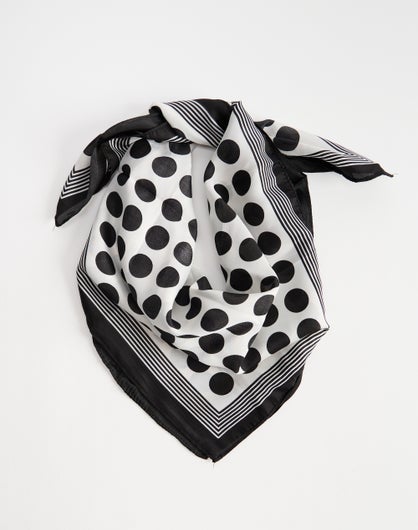 Print Multi Use Scarf in White X Black Polka | Glassons AU