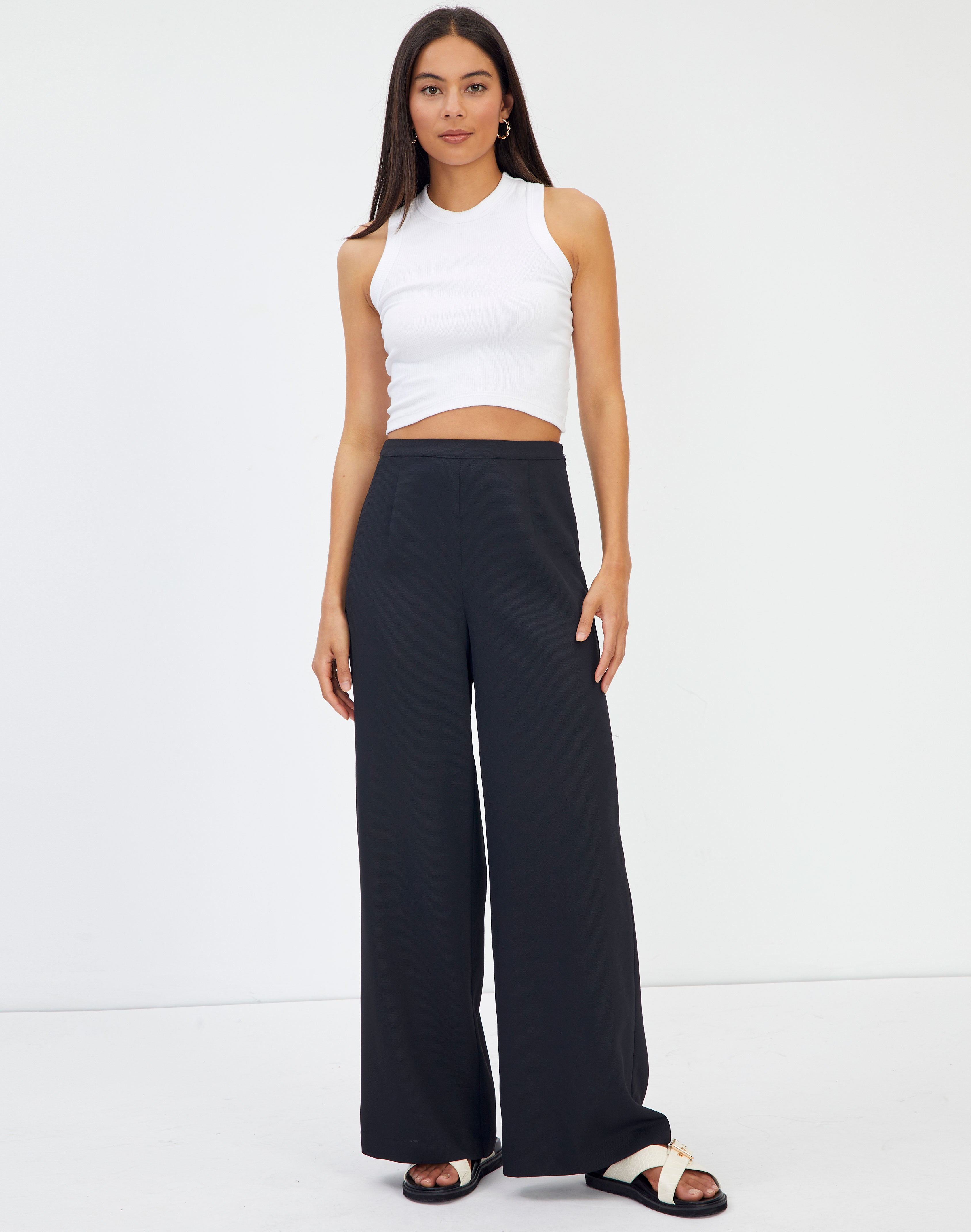 High Waist Wide Leg Pant in Black 