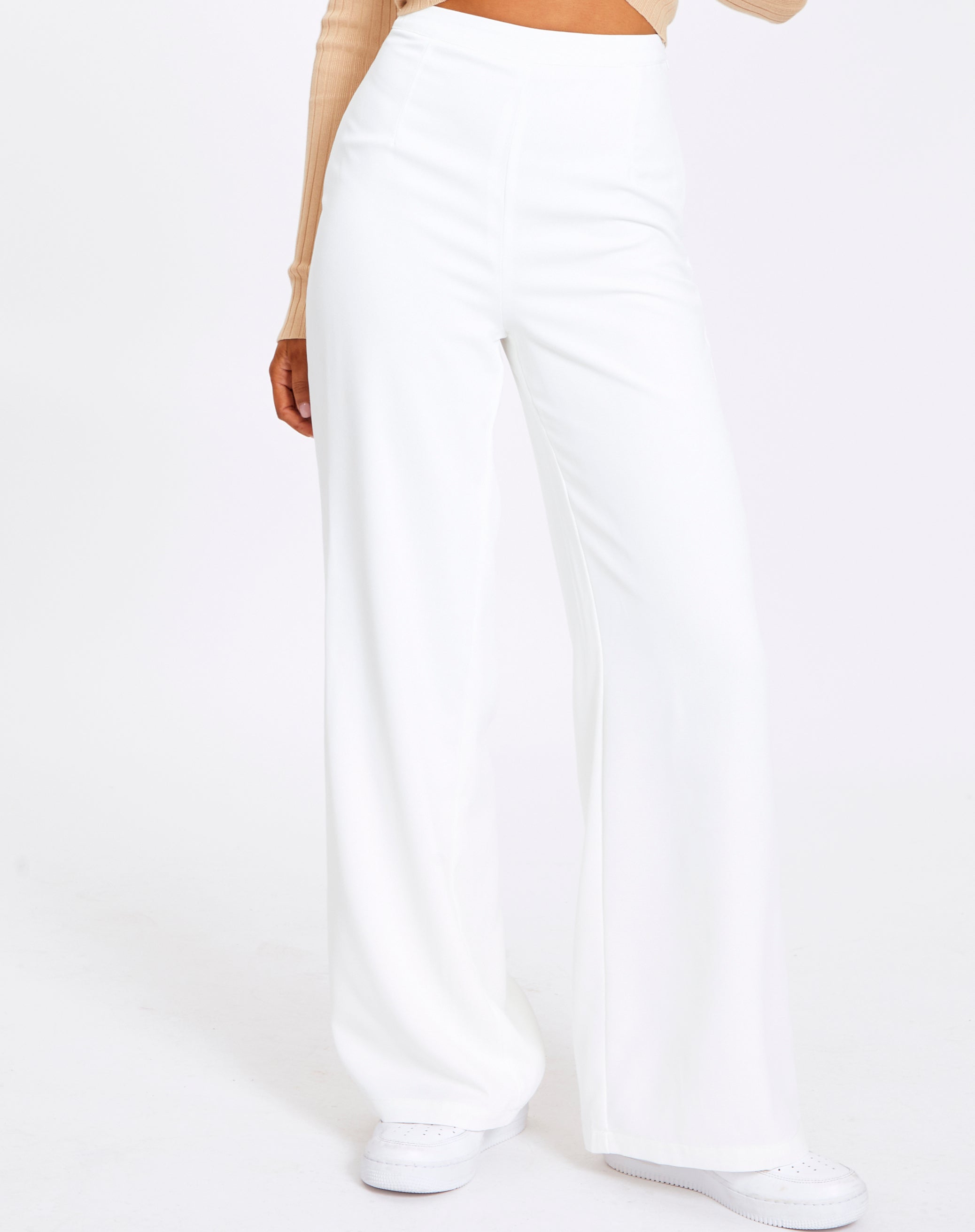 High Waist Wide Leg Pant in White 