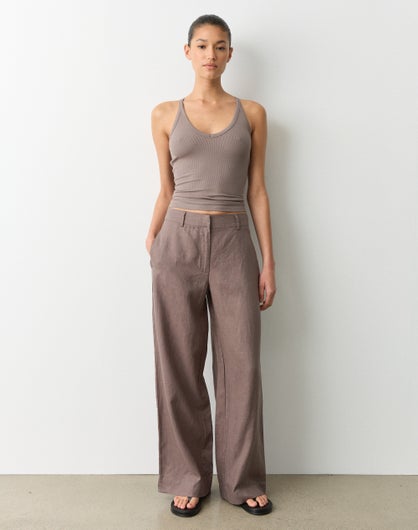 High Rise Tailored 100% Linen Pant