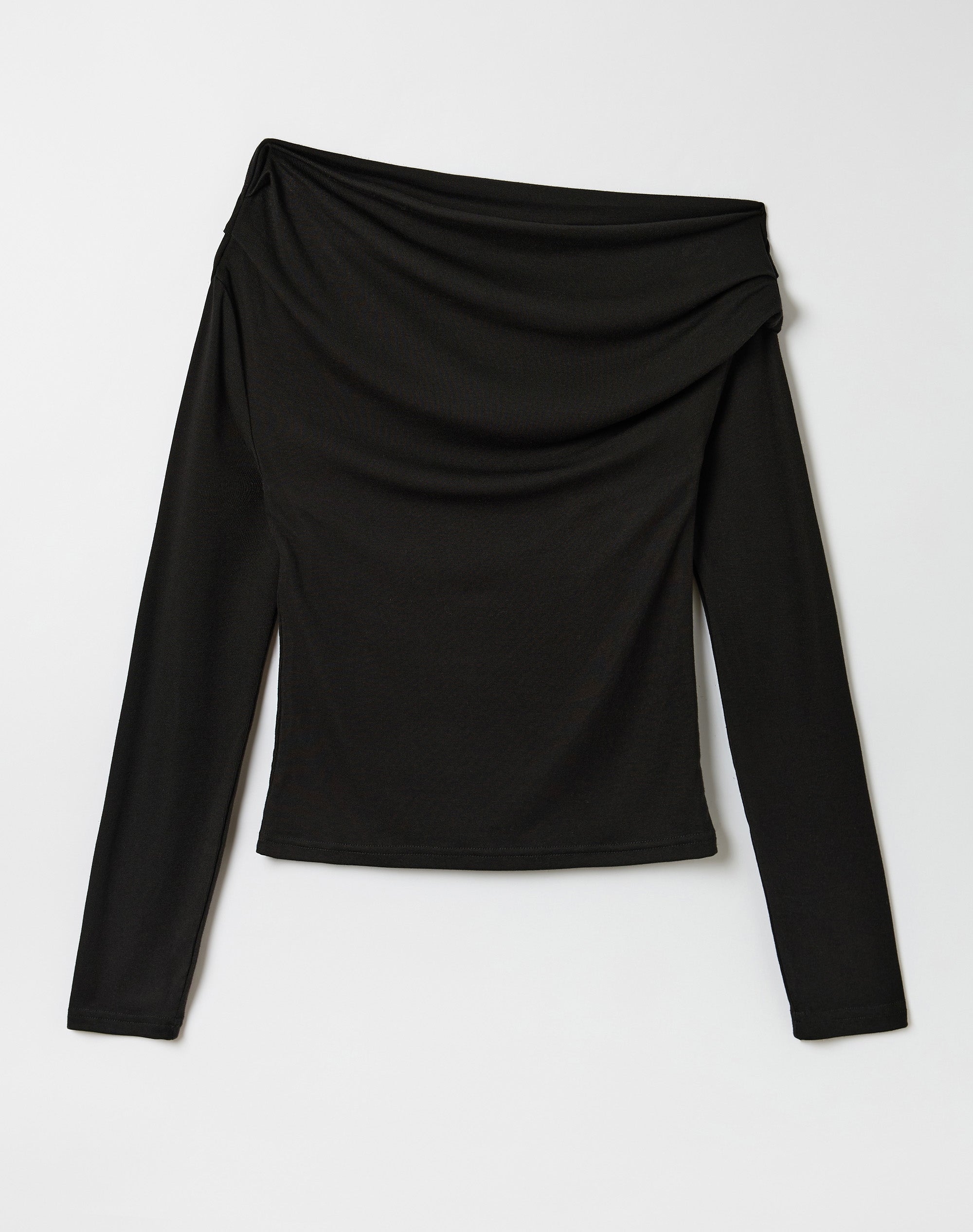 Asymmetrical Long Sleeve Knit Top in Black | Glassons US