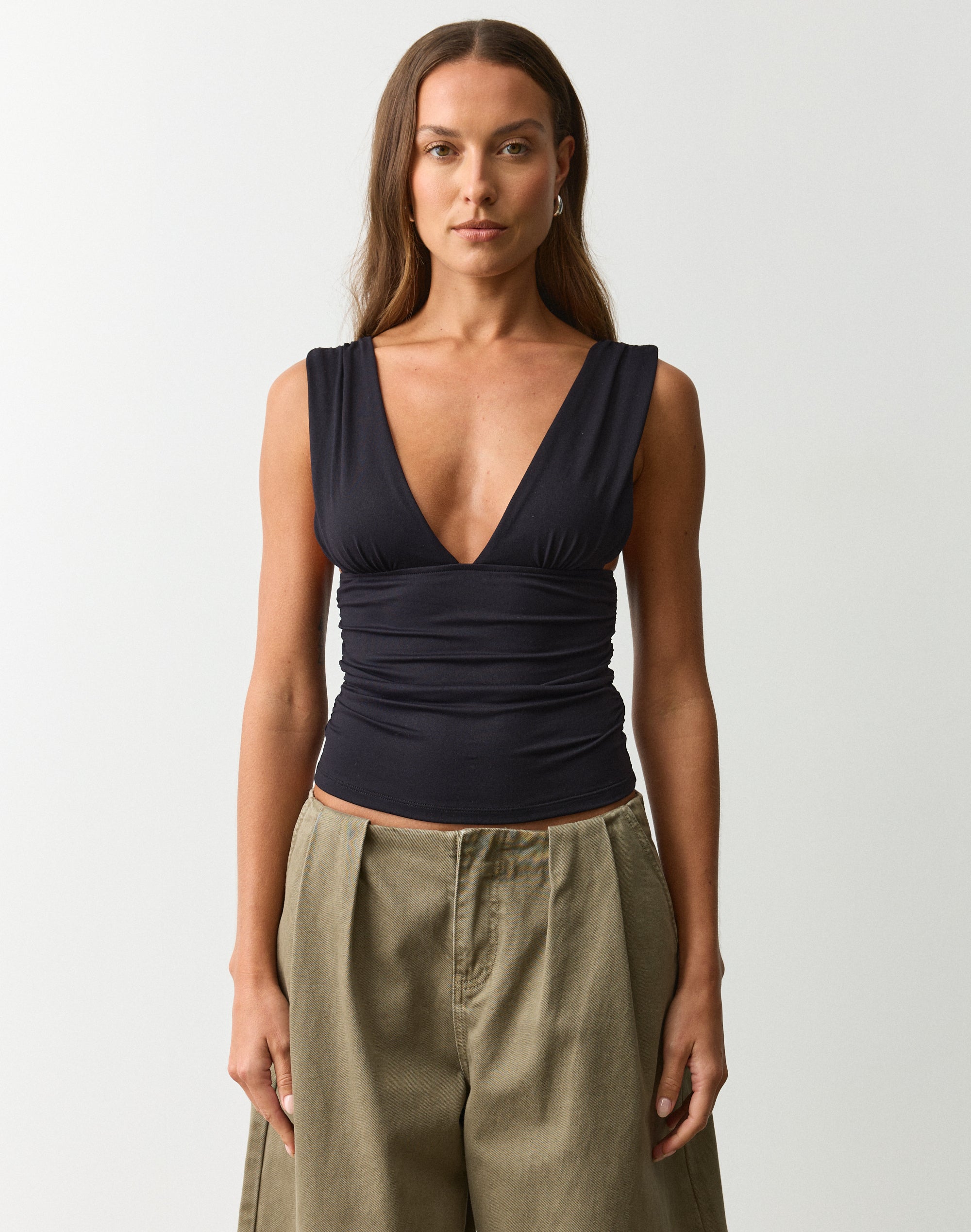High Boat Neck Fitted Tank in Fudge Fantasy | Glassons US