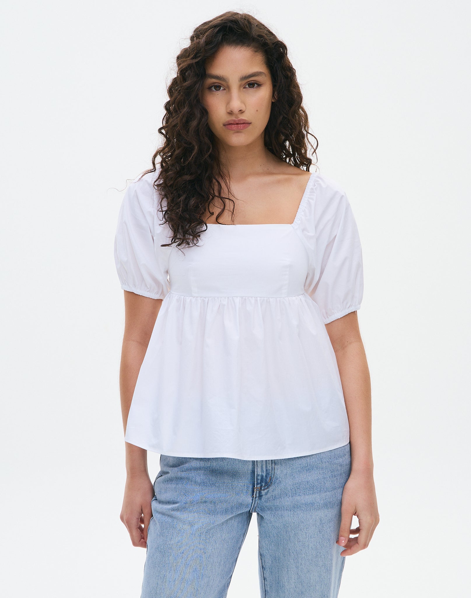 Tie Back Baby Doll Blouse in White | Glassons