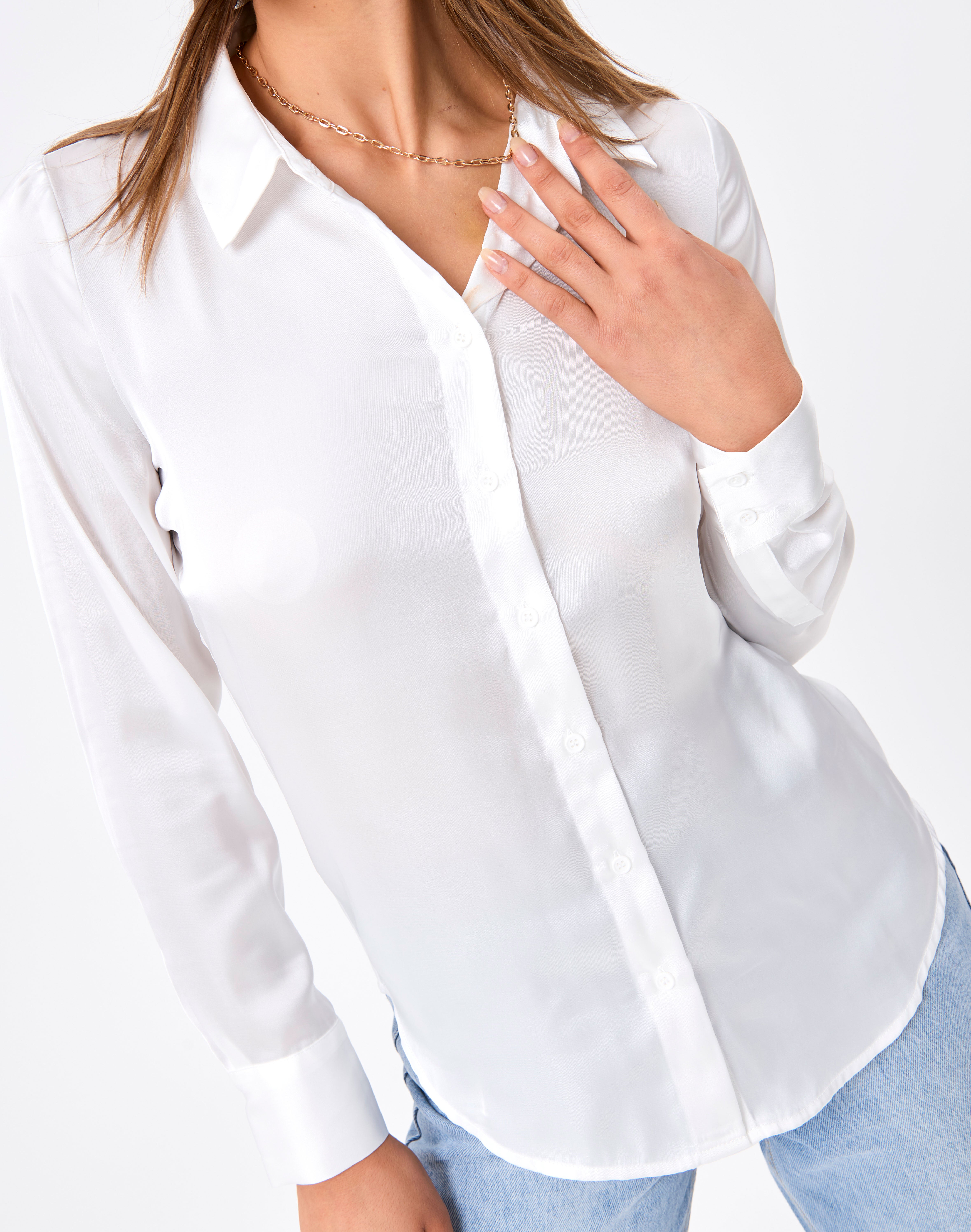 Recycled Satin Long Sleeve Shirt in 