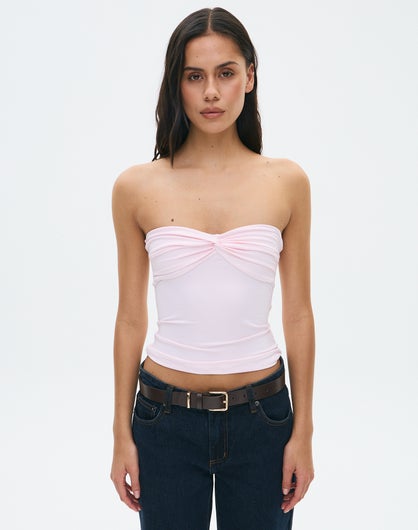 Twist Strapless Top in Romance Rose | Glassons