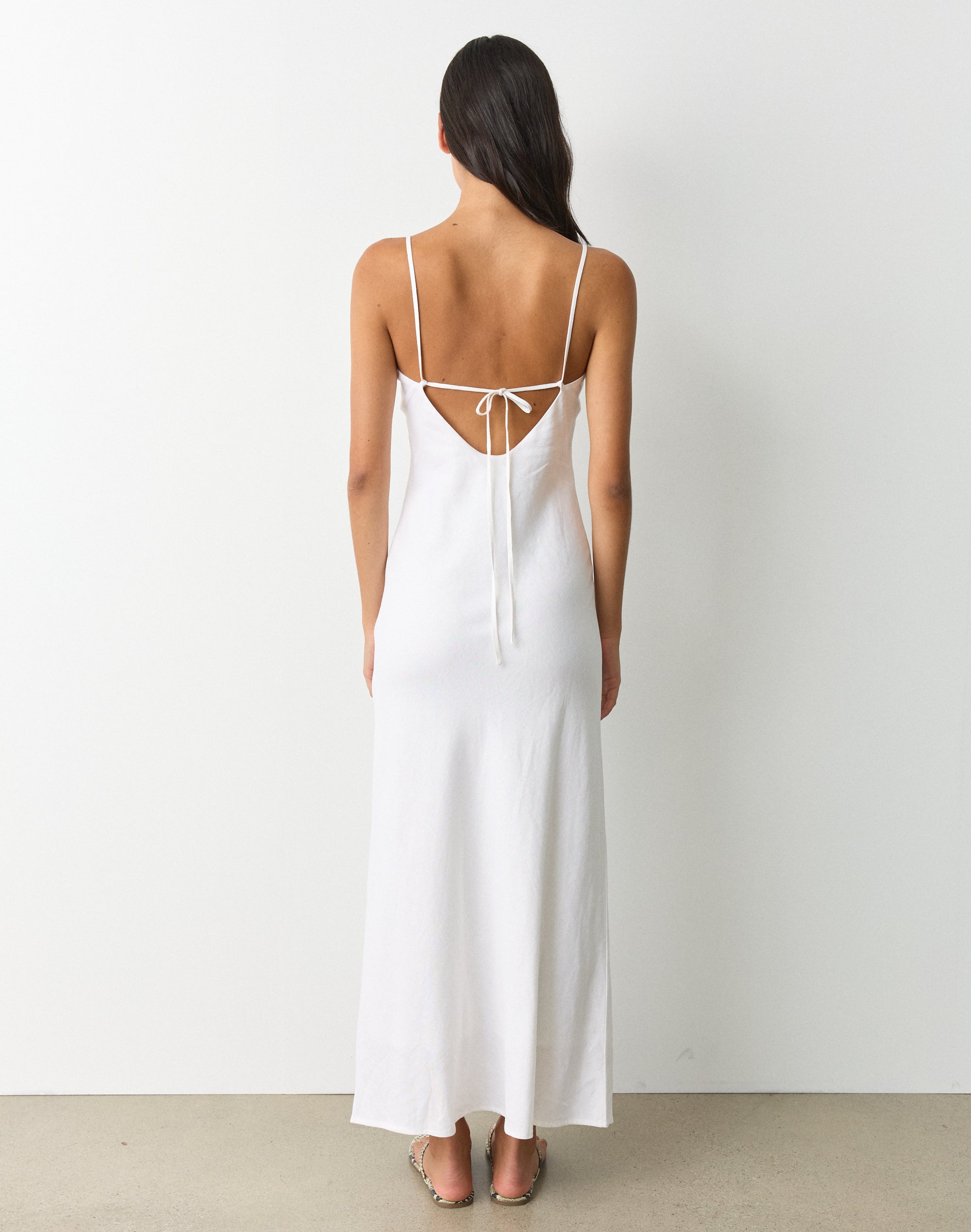 knee length dresses for ladies Women's White Linen Vacation Dress