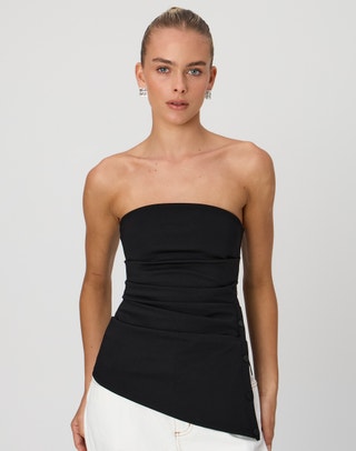 Buckle Strapless Top in Black