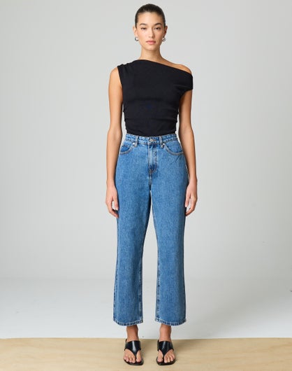 Two Shots High Rise Straight Crop Jeans