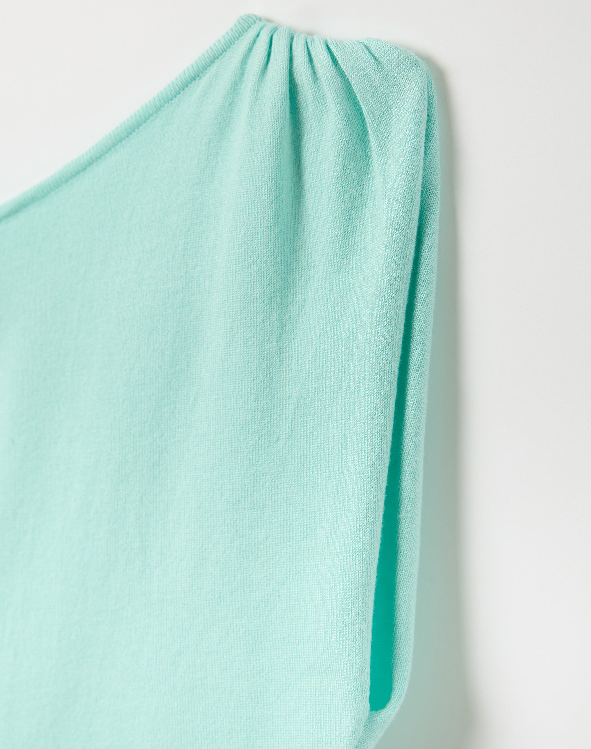 Off Shoulder Rib Waist Knit Top in Aqua Aura | Glassons US