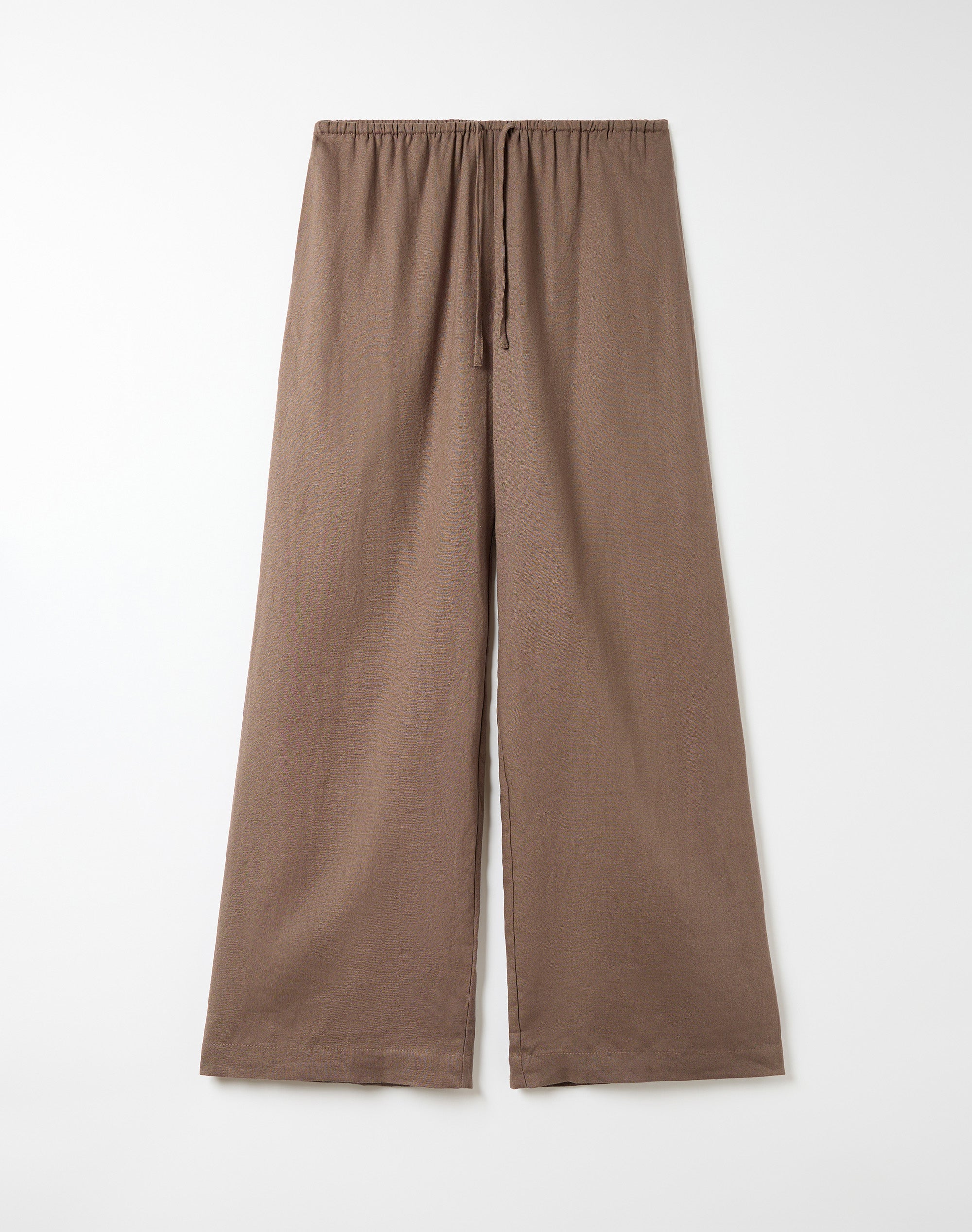 Linen Blend Low Rise Relaxed Pant in Smokey Hazel | Glassons