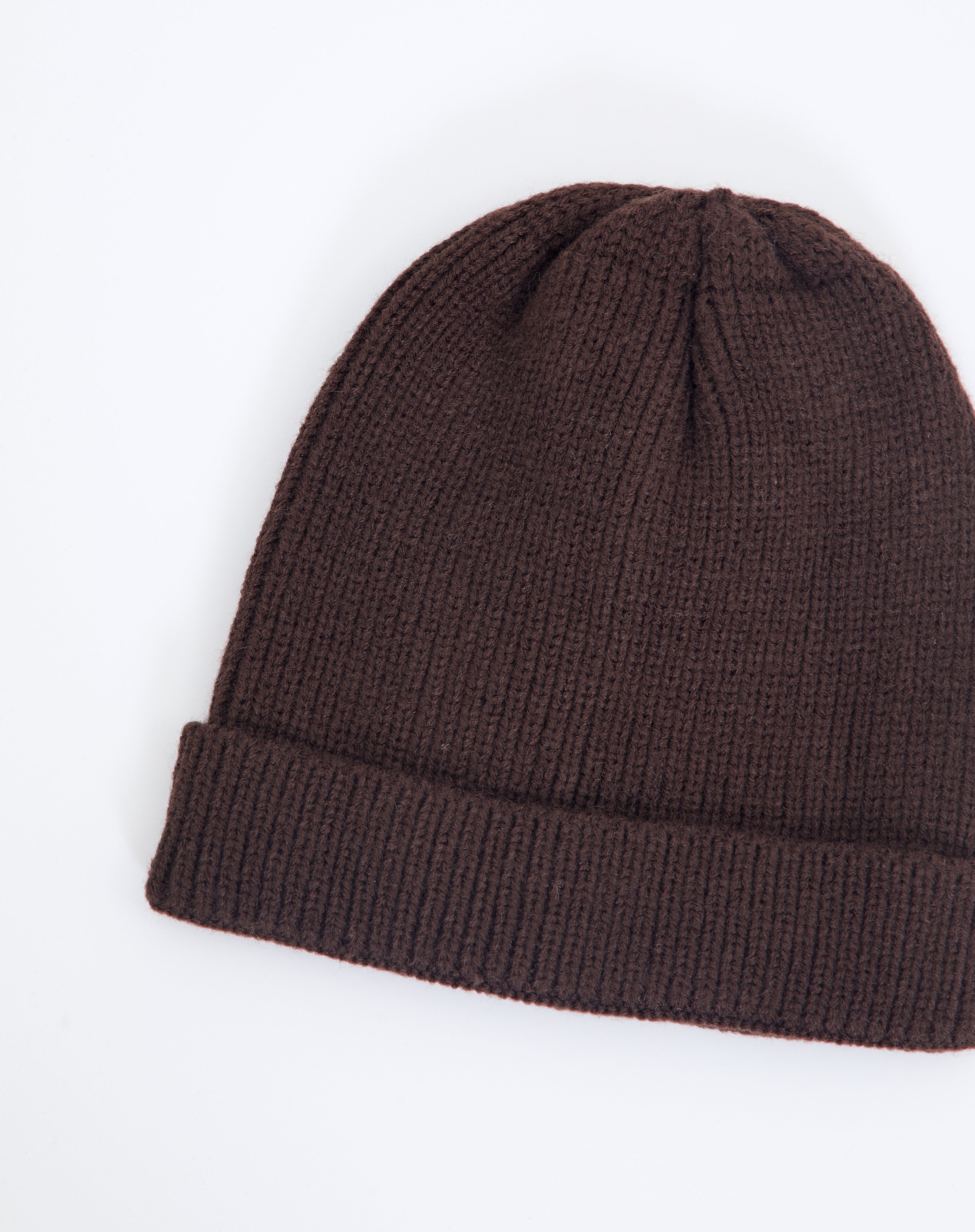 Ribbed Knit Beanie in Brown | Glassons