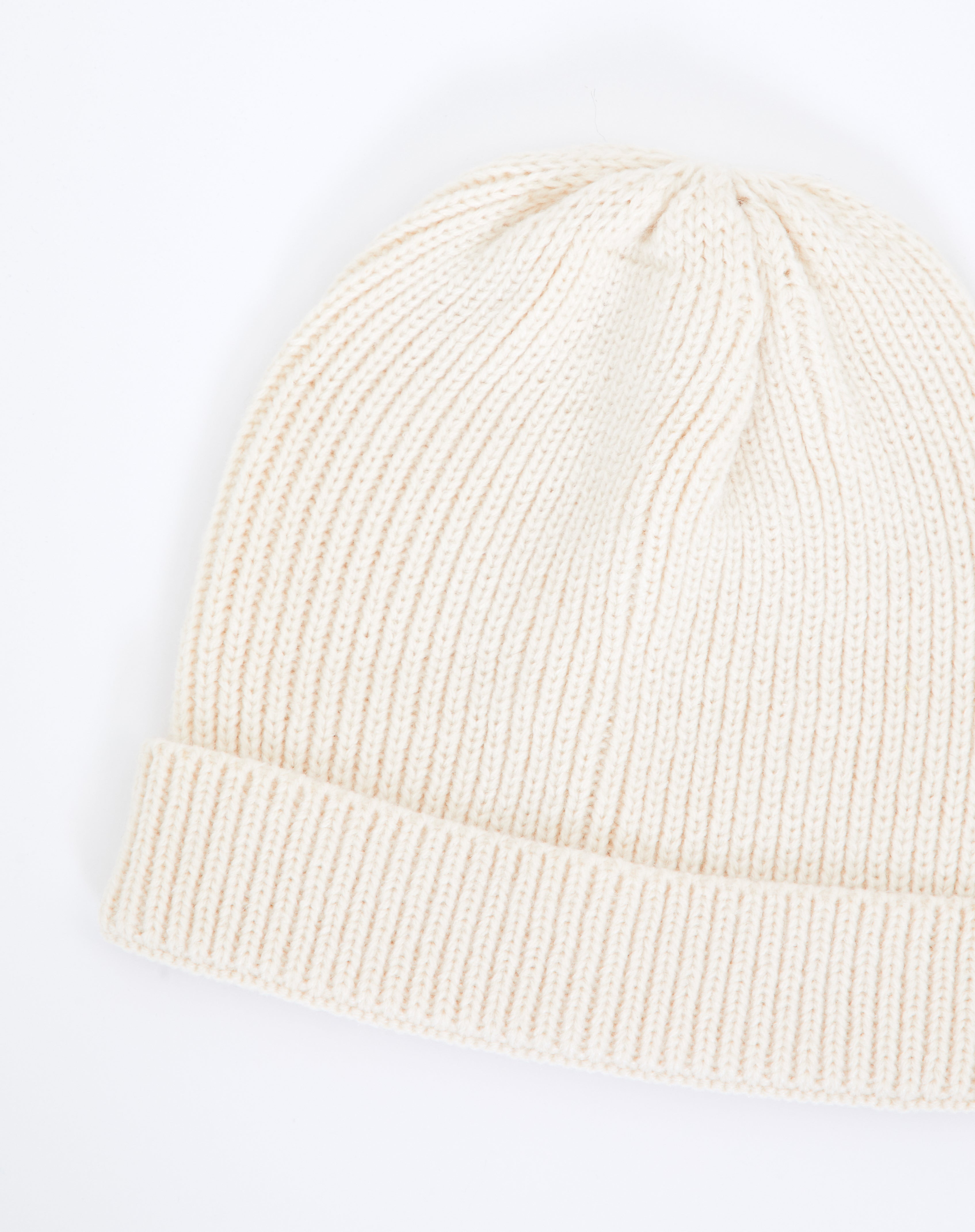 Ribbed Knit Beanie in White | Glassons