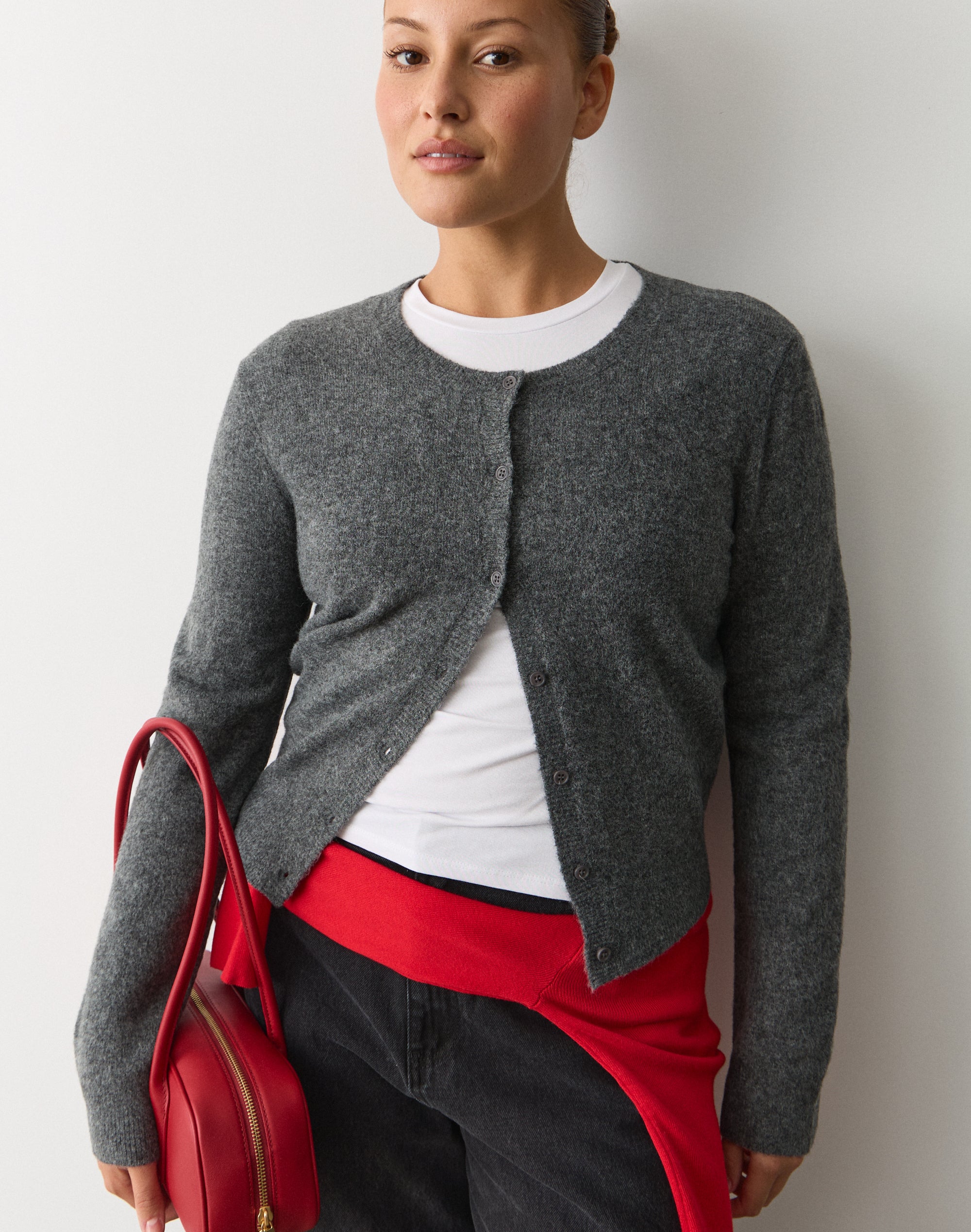 Button Up Knit Cardigan in Charcoal Marle | Glassons US