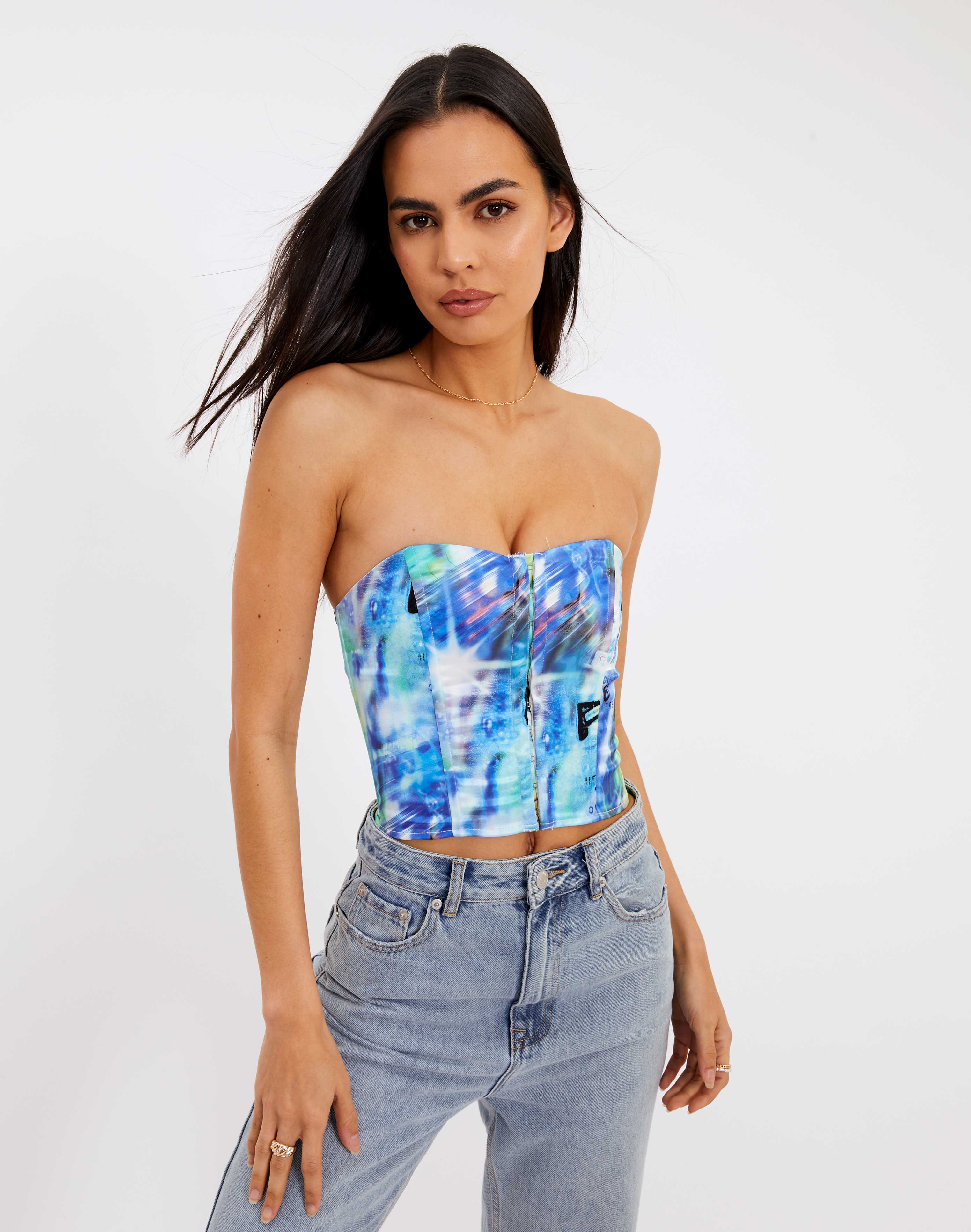 Printed Satin Hook \u0026 Eye Tie Back 