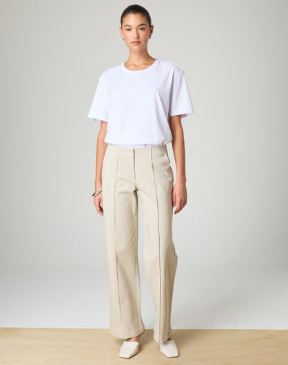 Shantung Pintuck Pant in Flax main image 1