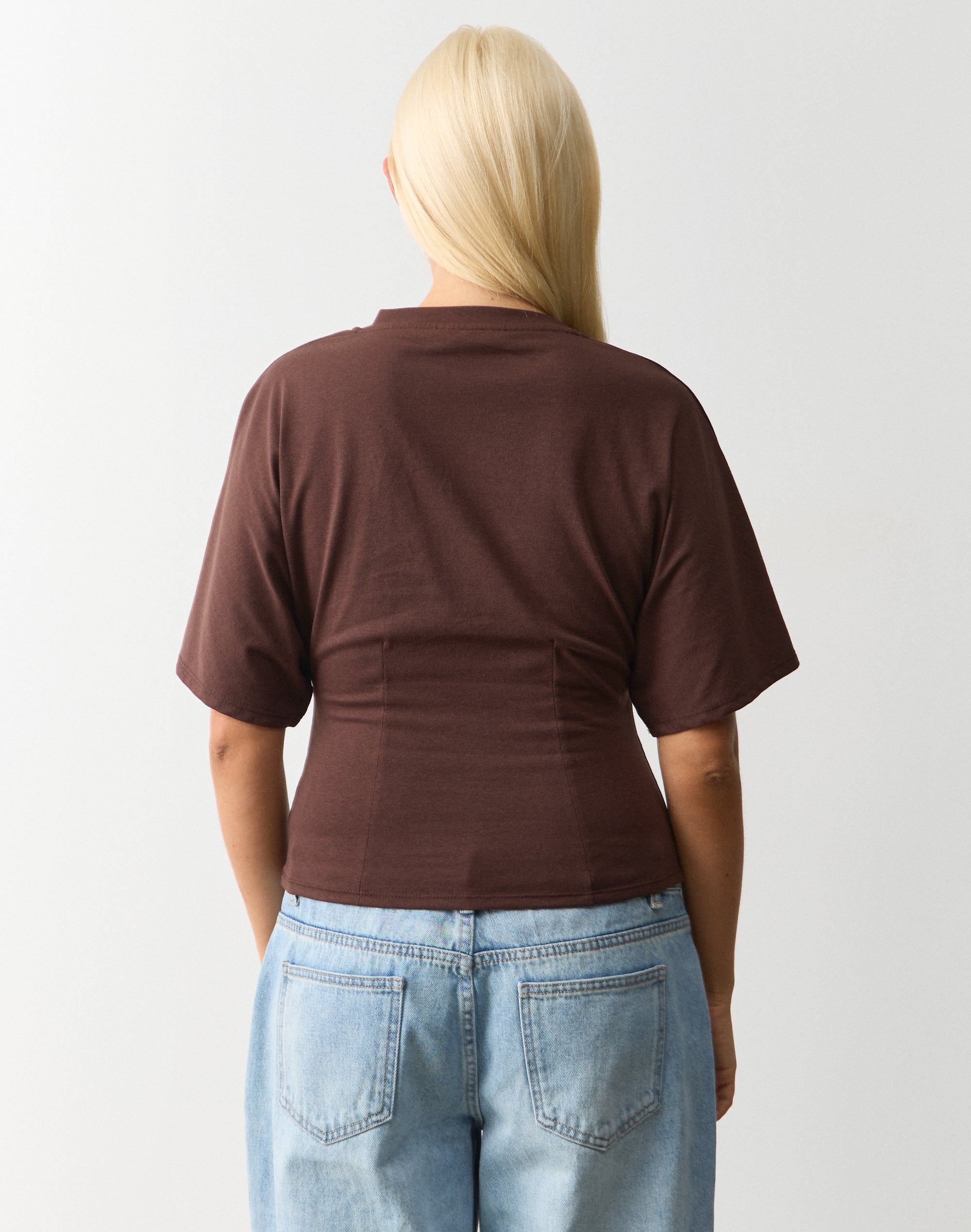Cinched Short Sleeve Top in Fudge Fantasy | Glassons SG