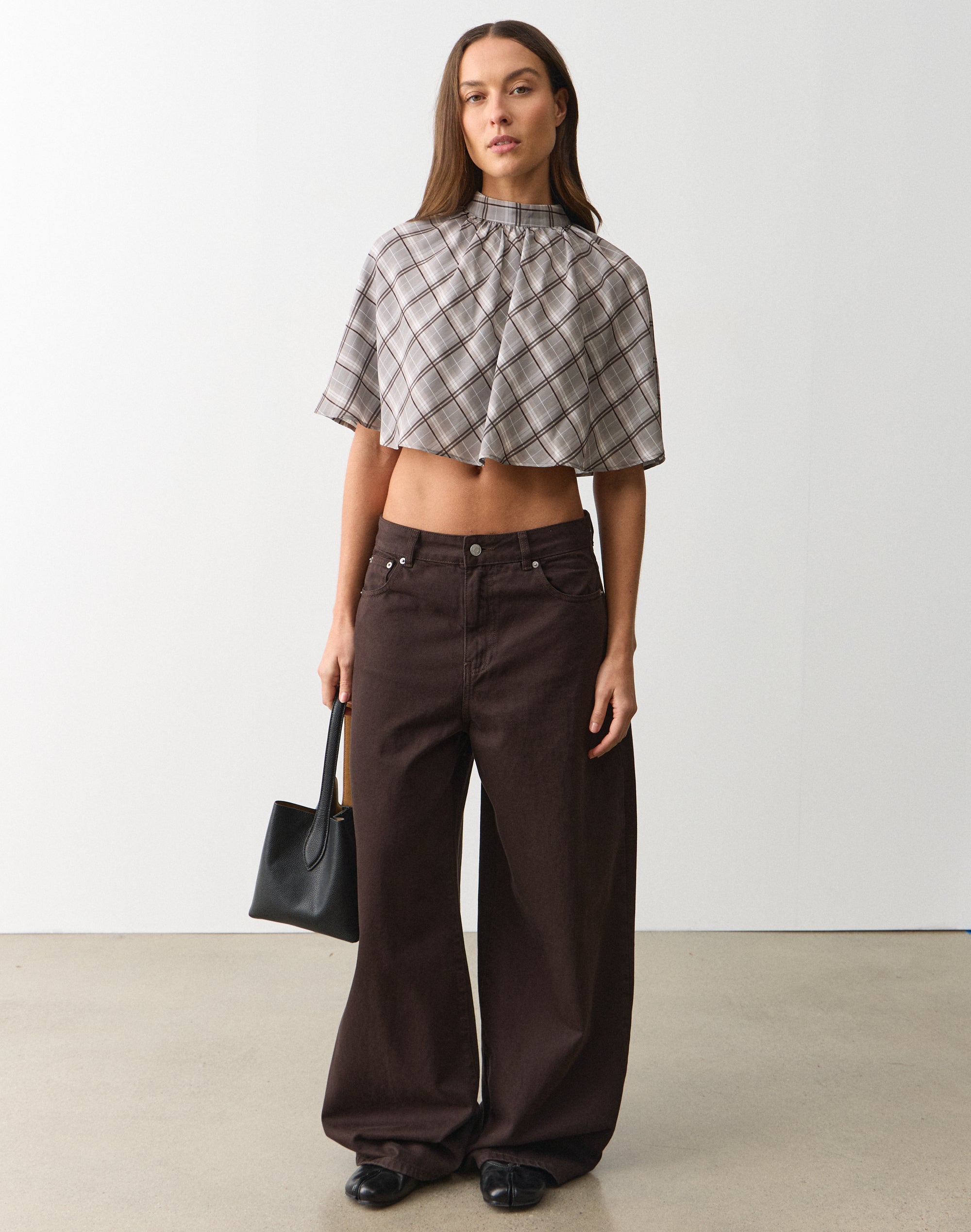 Chiffon Cape Blouse in Aspen Check | Glassons US