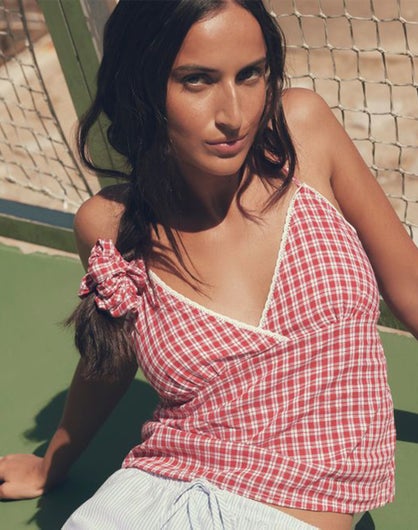 Check Oversized Scrunchie in Tomato Check | Glassons