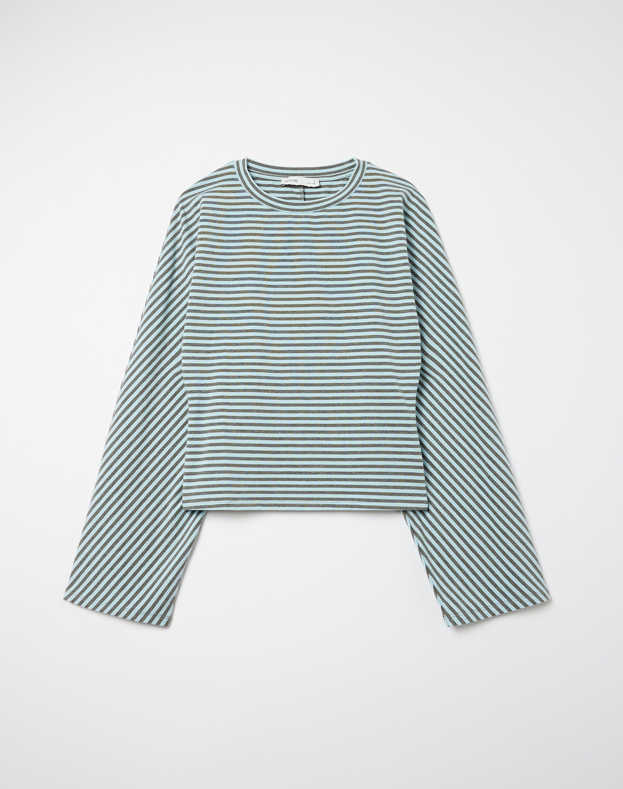 Cinched Long Sleeve Top in Charcoal X Vapor Bella Stripe | Glassons US