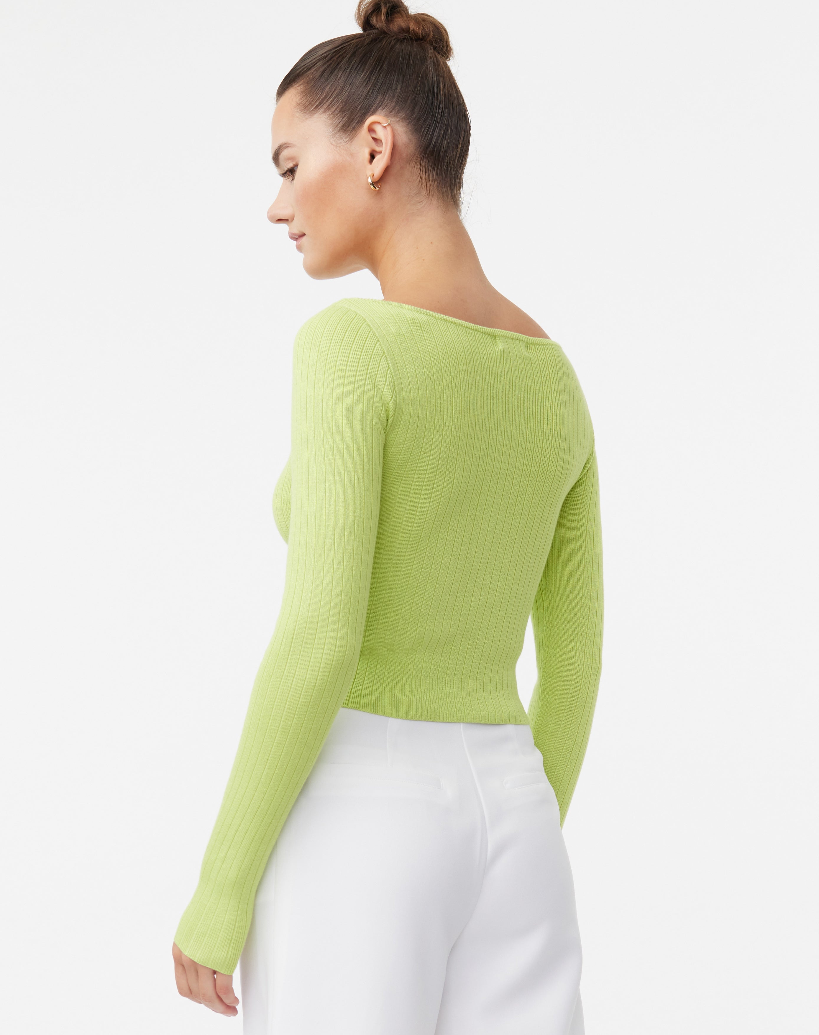 Button Front Knit Cropped Long Sleeve 