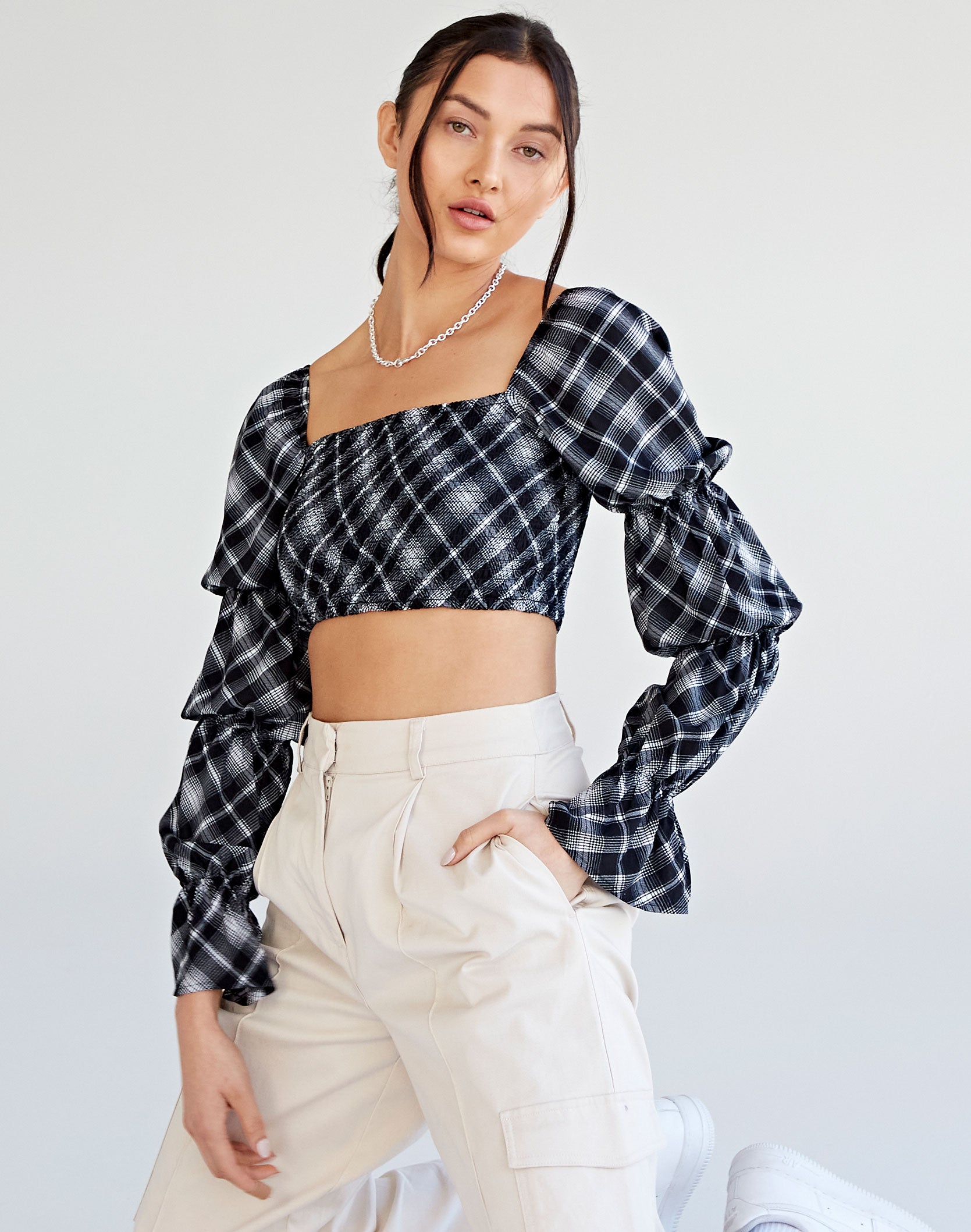 Shirred top long sleeve Clearance