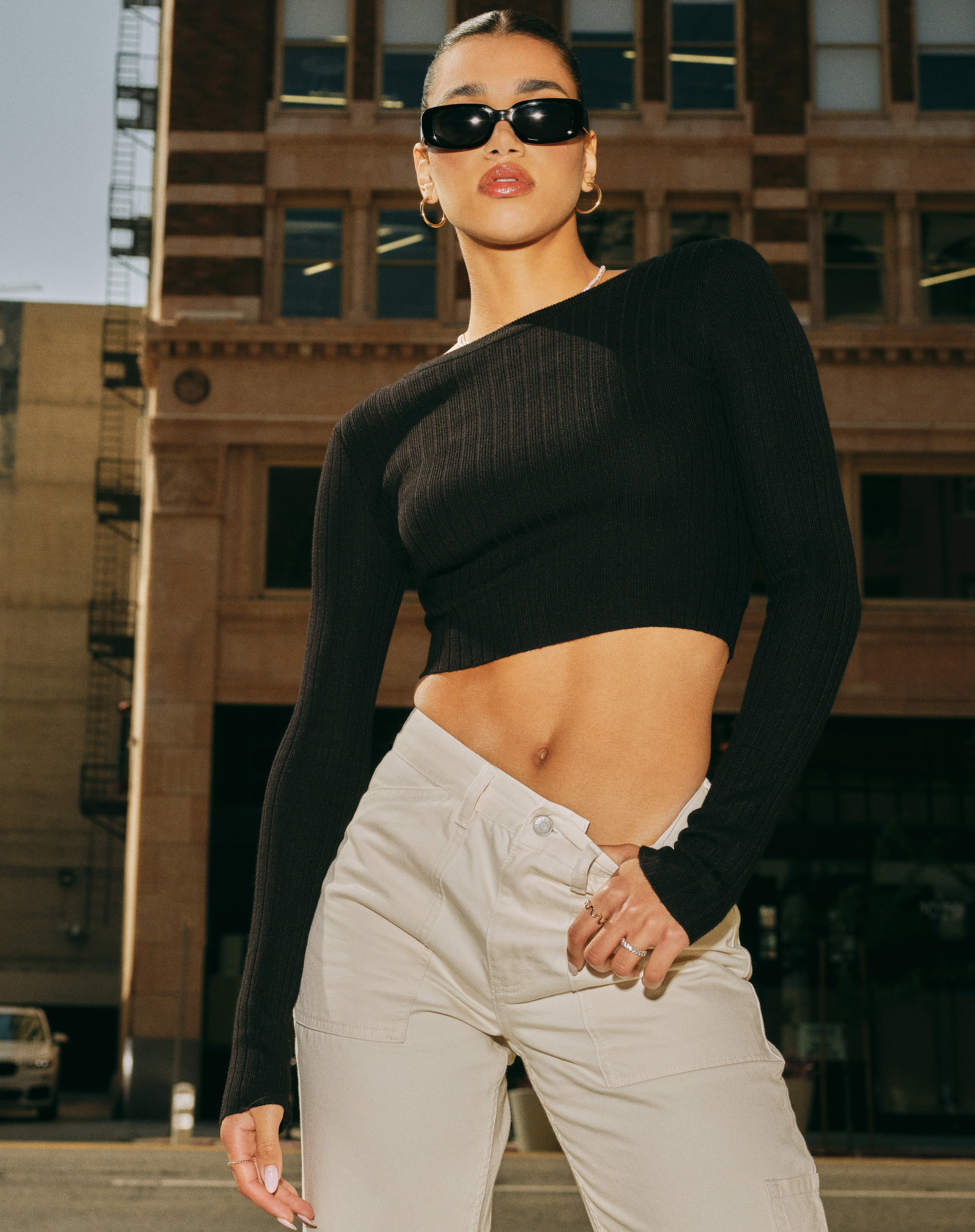 Traceable Long Sleeve Ribbed Top in 