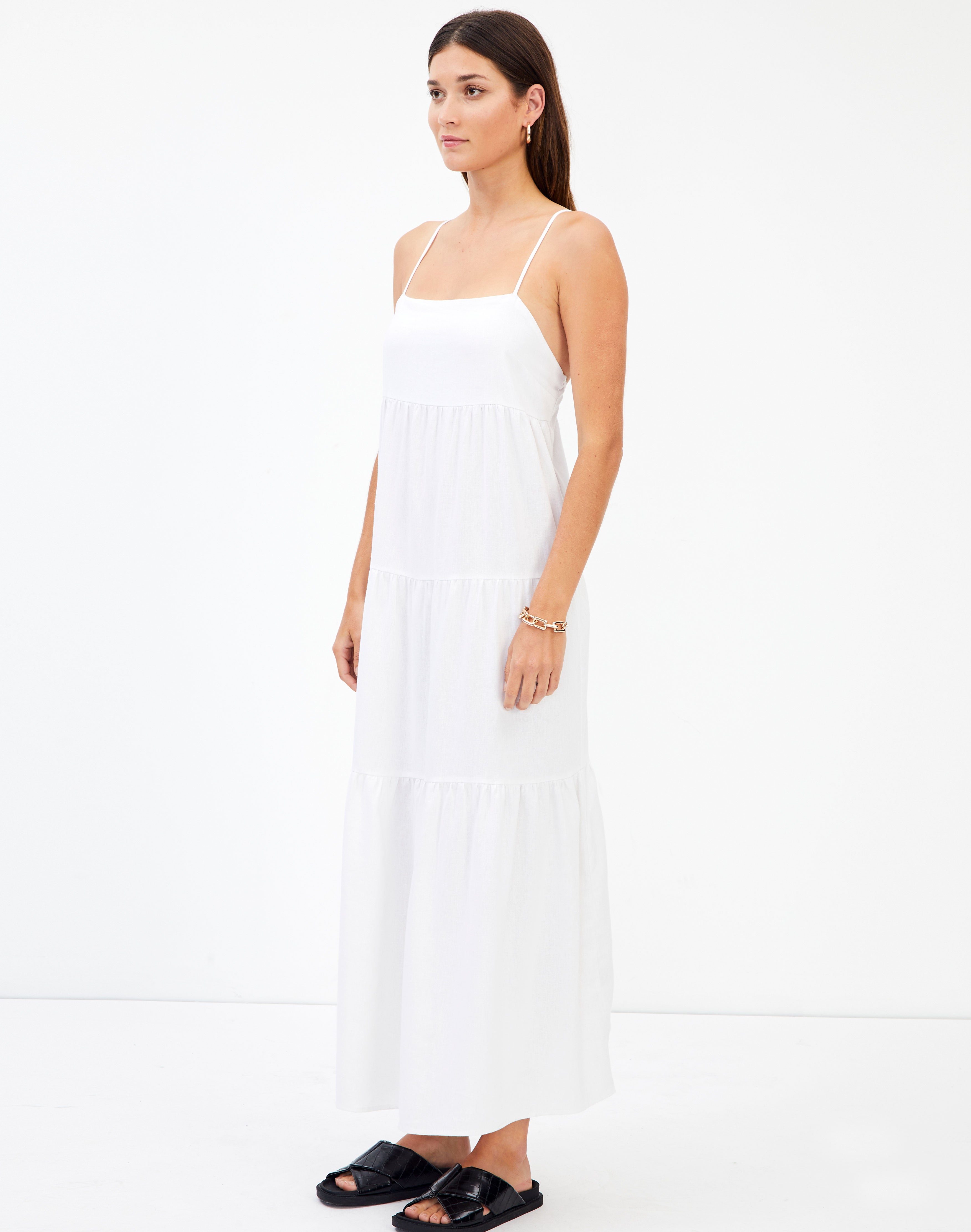 Traceable Linen Cross Back Tiered Maxi 