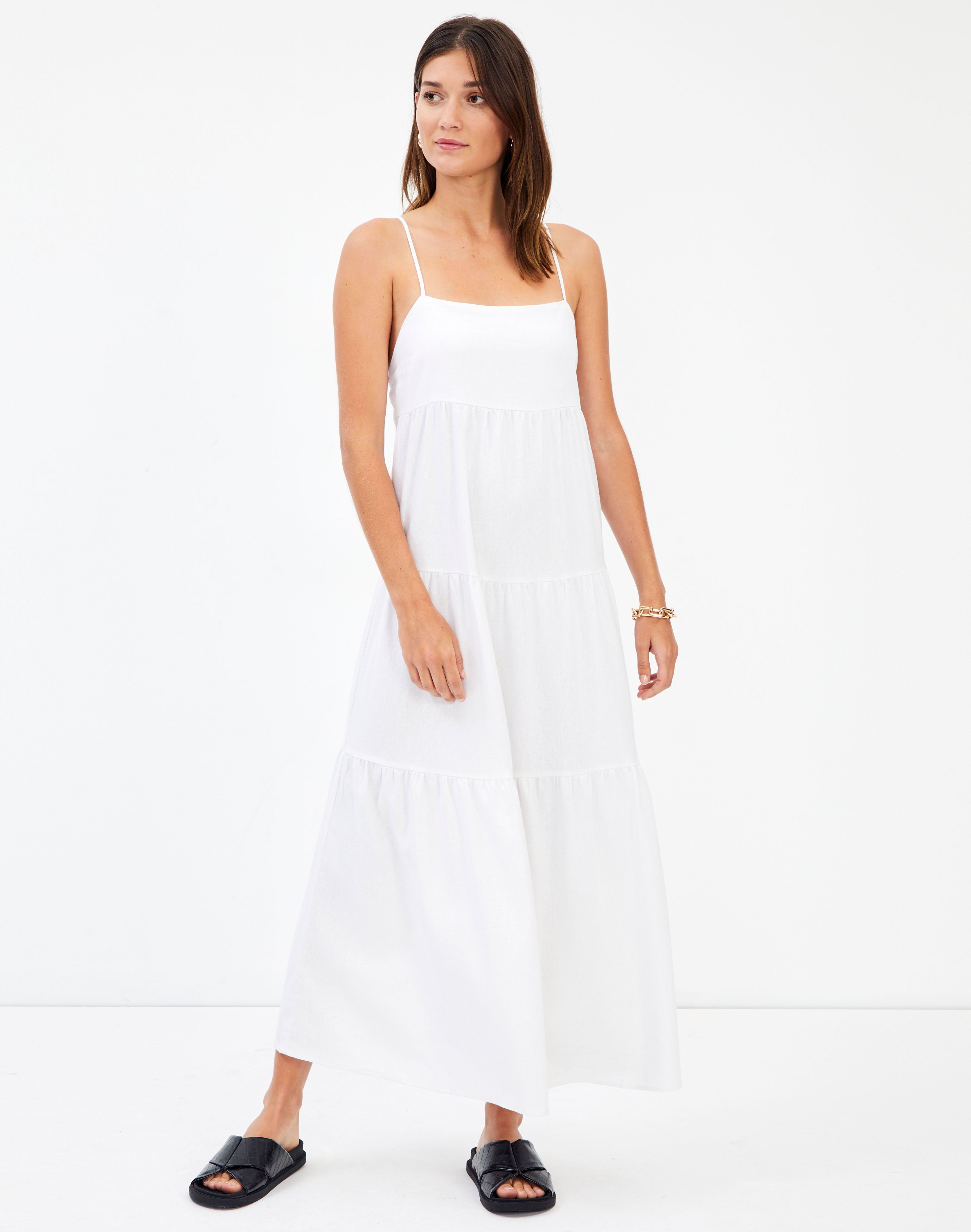 Traceable Linen Cross Back Tiered Maxi ...
