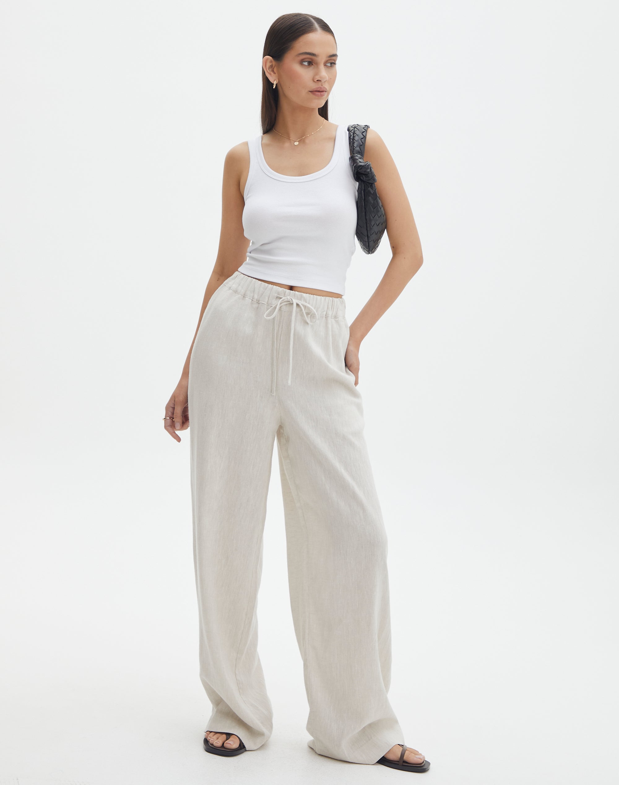 Linen Blend Pant in Head In The Sand/milk