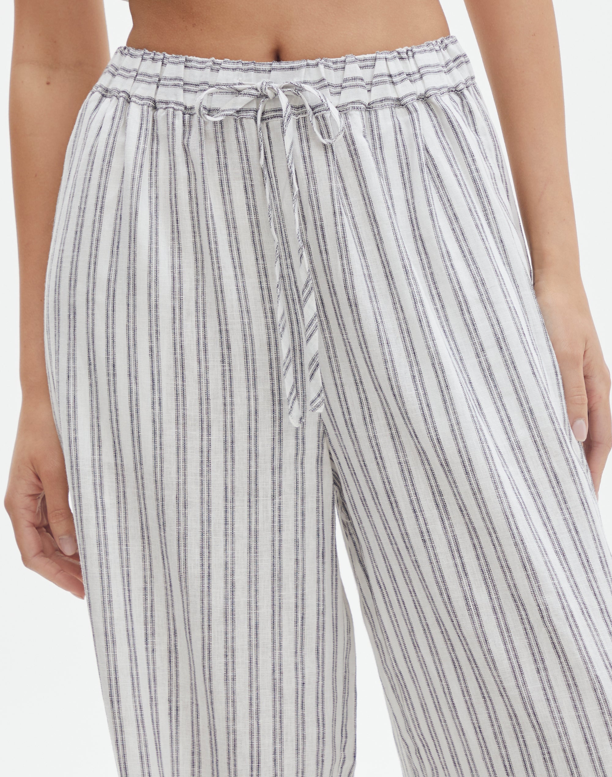 Dekker Linen Pants in Black/White Stripe