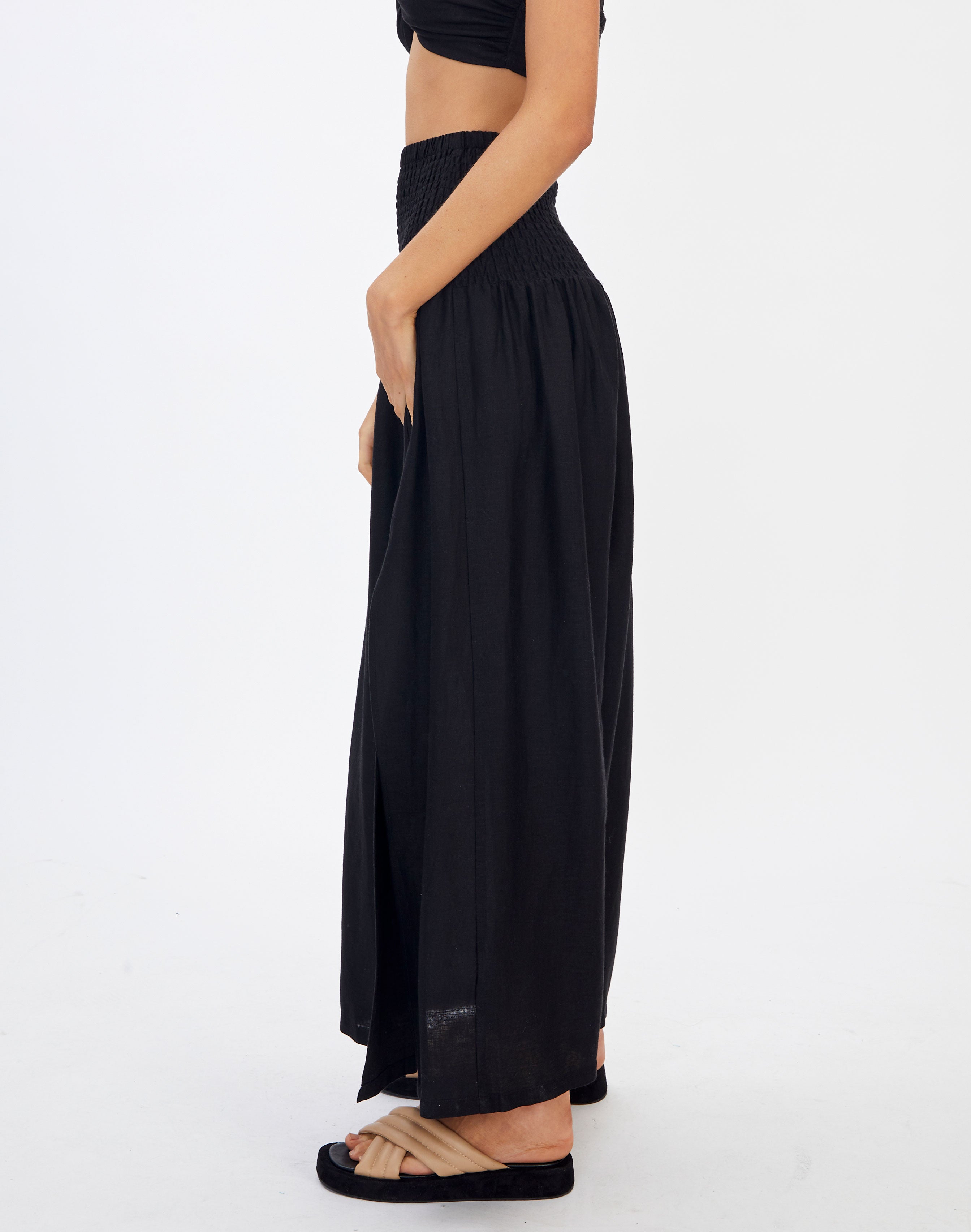 grey maxi skirt with side split