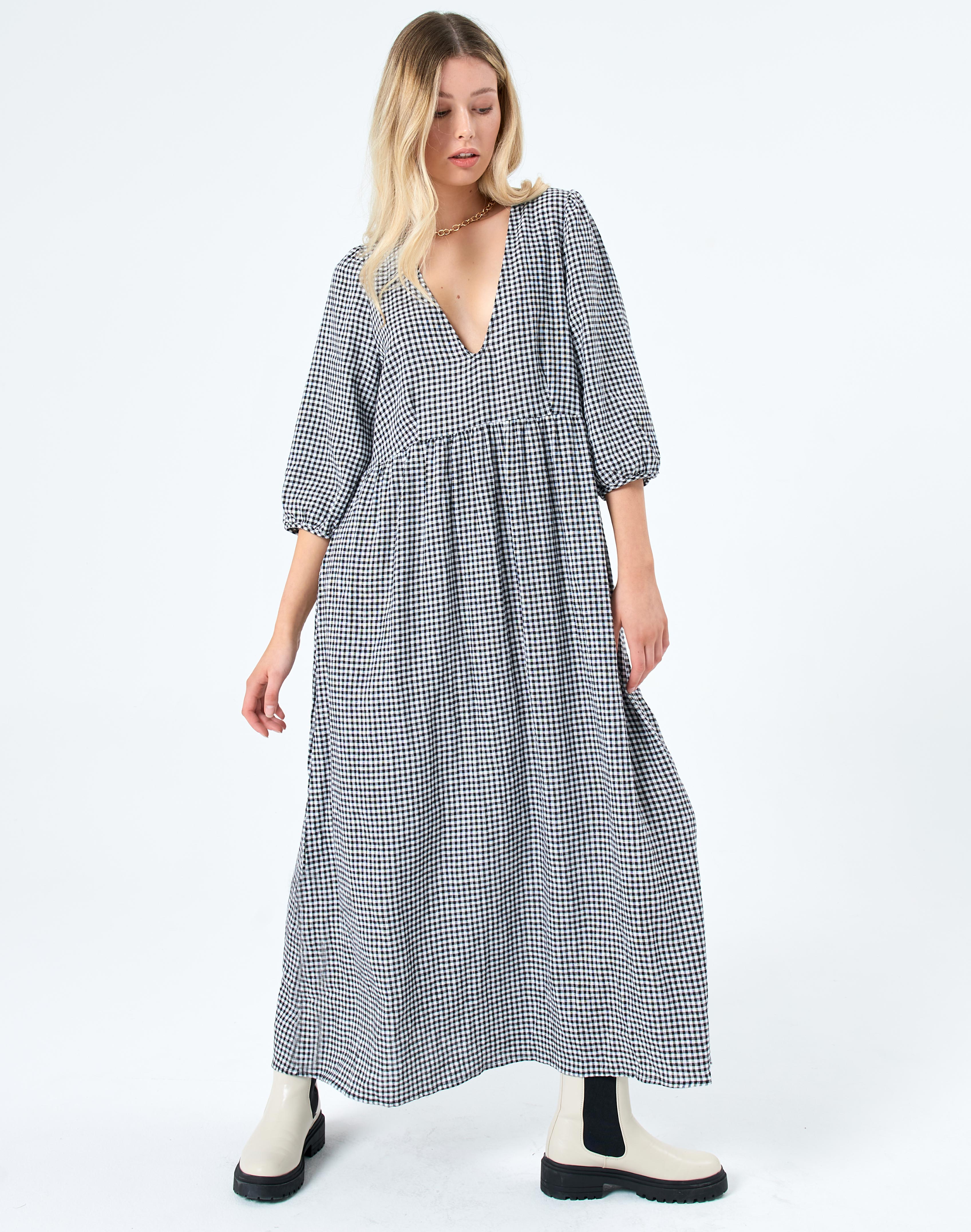 Linen gingham dress Clearance